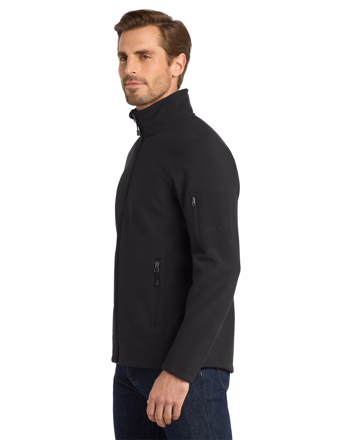 Custom Eddie Bauer Rugged Ripstop Soft Shell Jacket, Black, side view