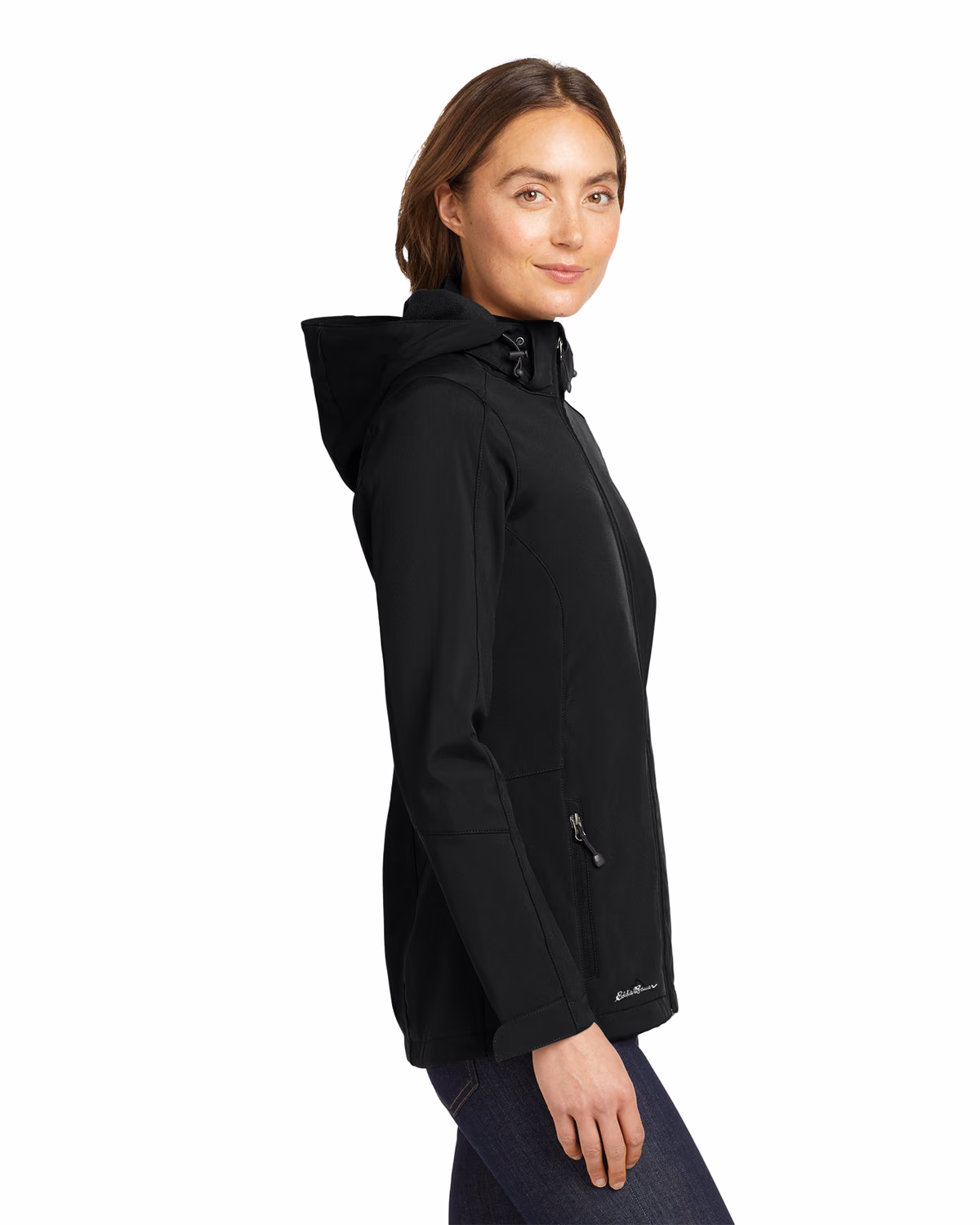 Custom Eddie Bauer Women's Hooded Soft Shell Parka, Black, side view