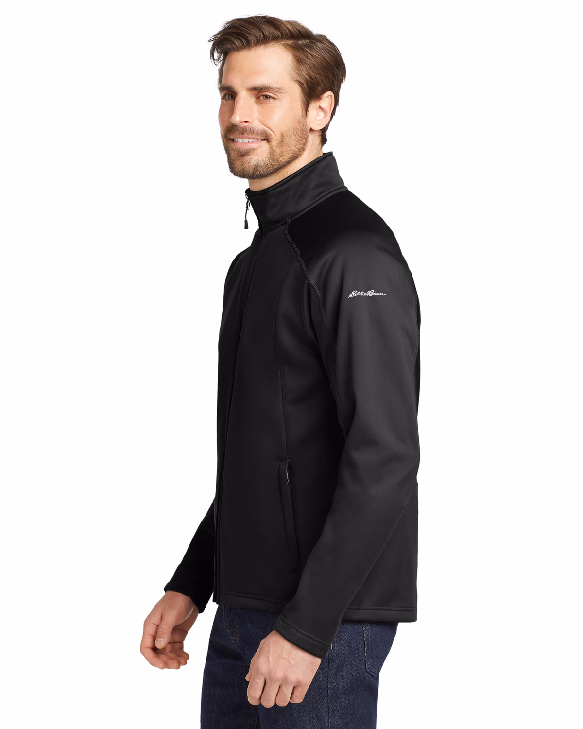 Custom Eddie Bauer Trail Soft Shell Jacket, Black/ Black, side view