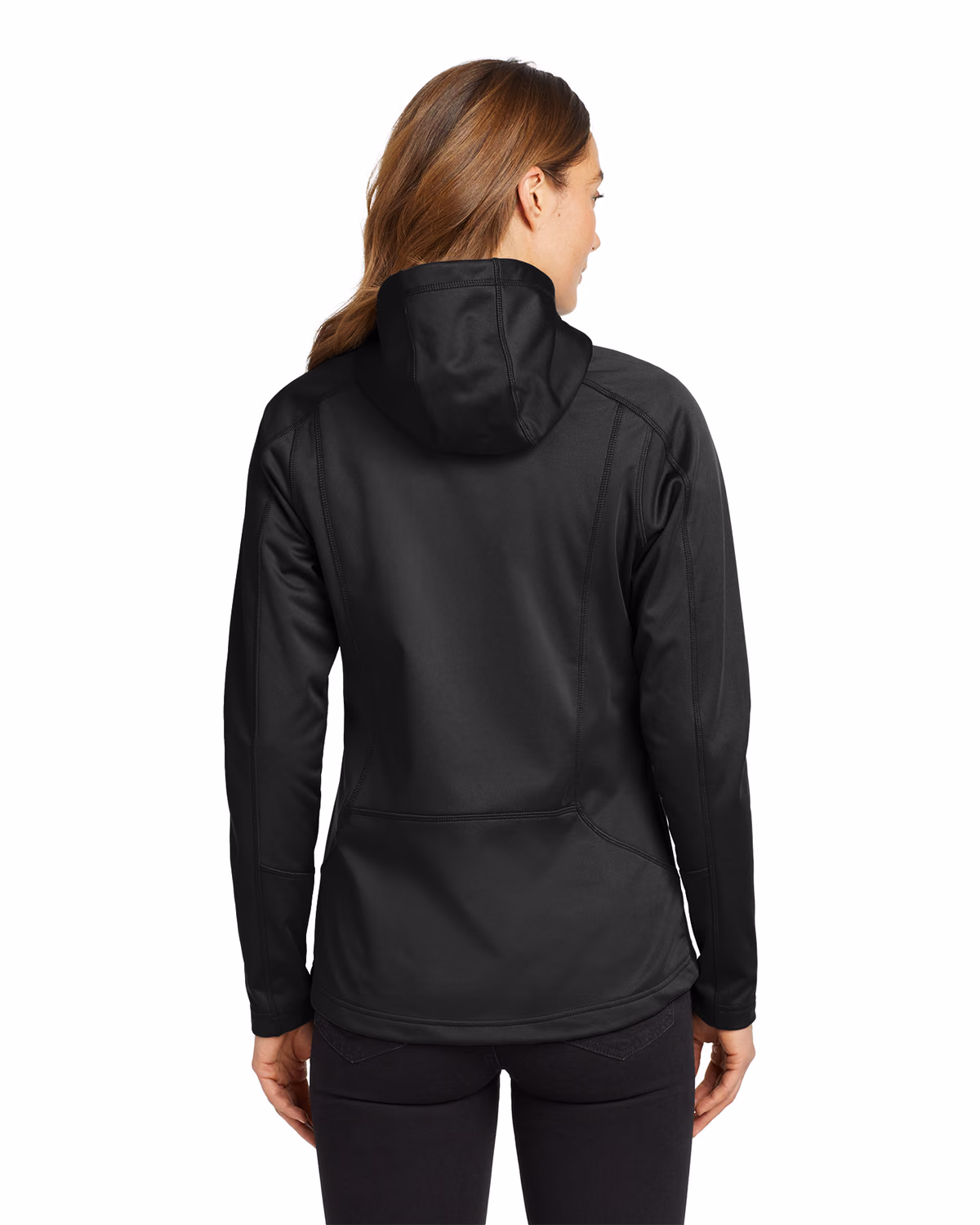 Custom Eddie Bauer Women's Trail Soft Shell Jacket, Black/ Black, back view