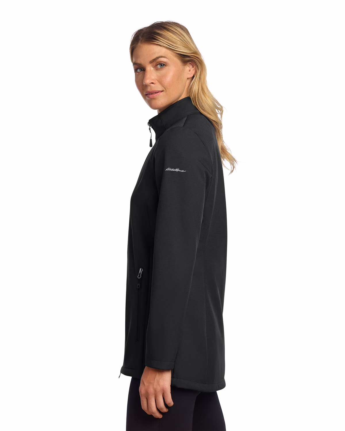 Custom Eddie Bauer Women's Stretch Soft Shell Jacket, Deep Black, side view