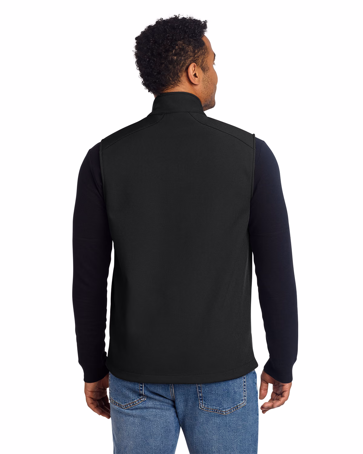 Custom Eddie Bauer Stretch Soft Shell Vest, Deep Black, back view