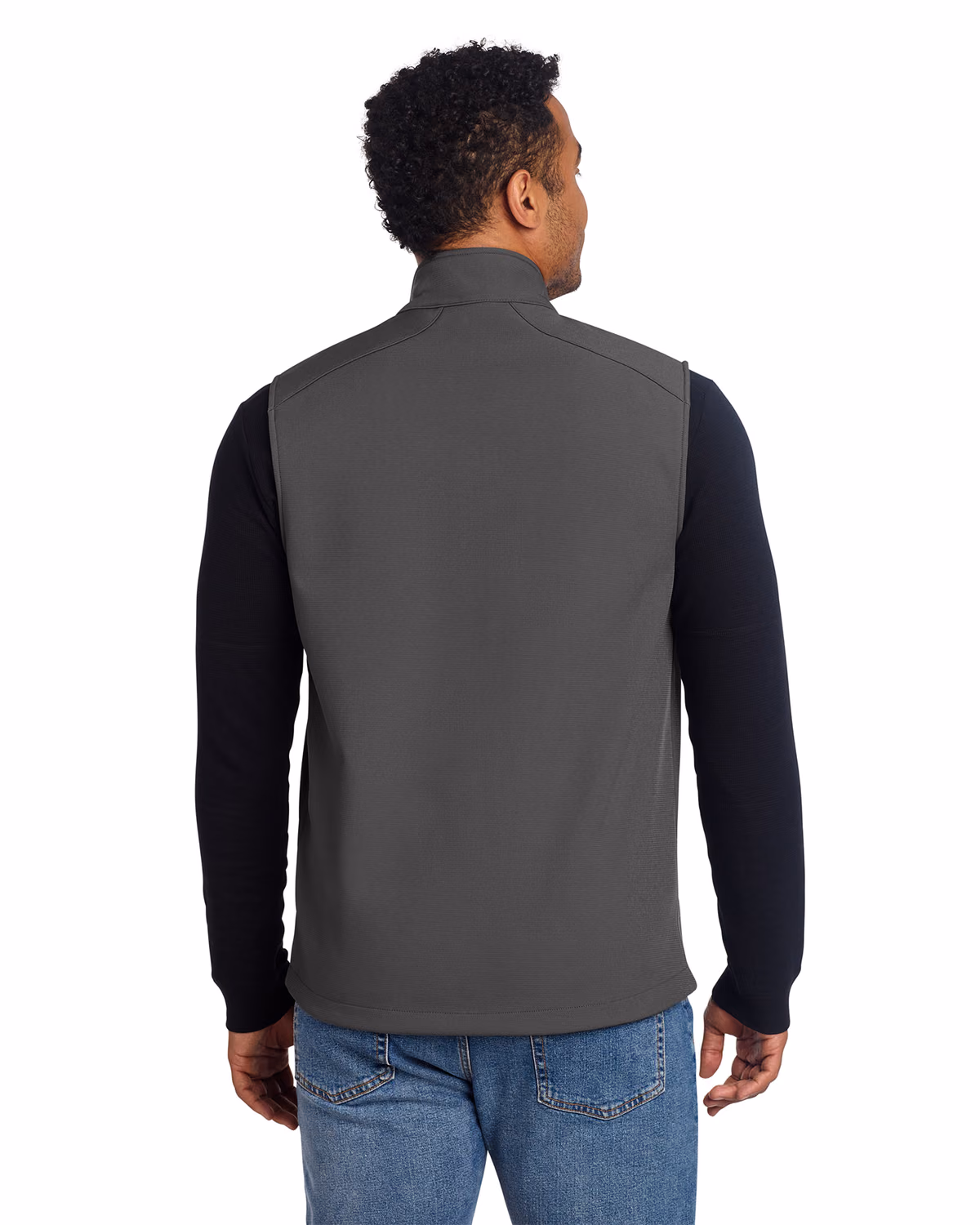 Custom Eddie Bauer Stretch Soft Shell Vest, Iron Gate, back view