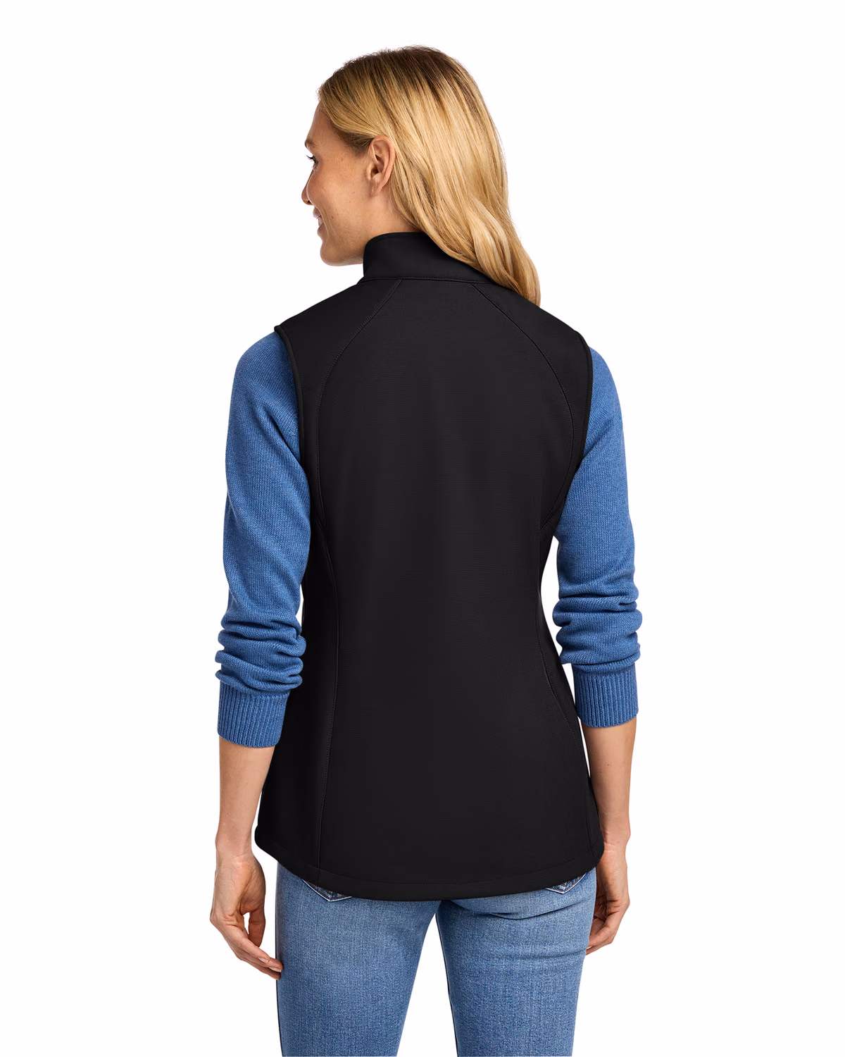 Custom Eddie Bauer Women's Stretch Soft Shell Vest, Deep Black, back view