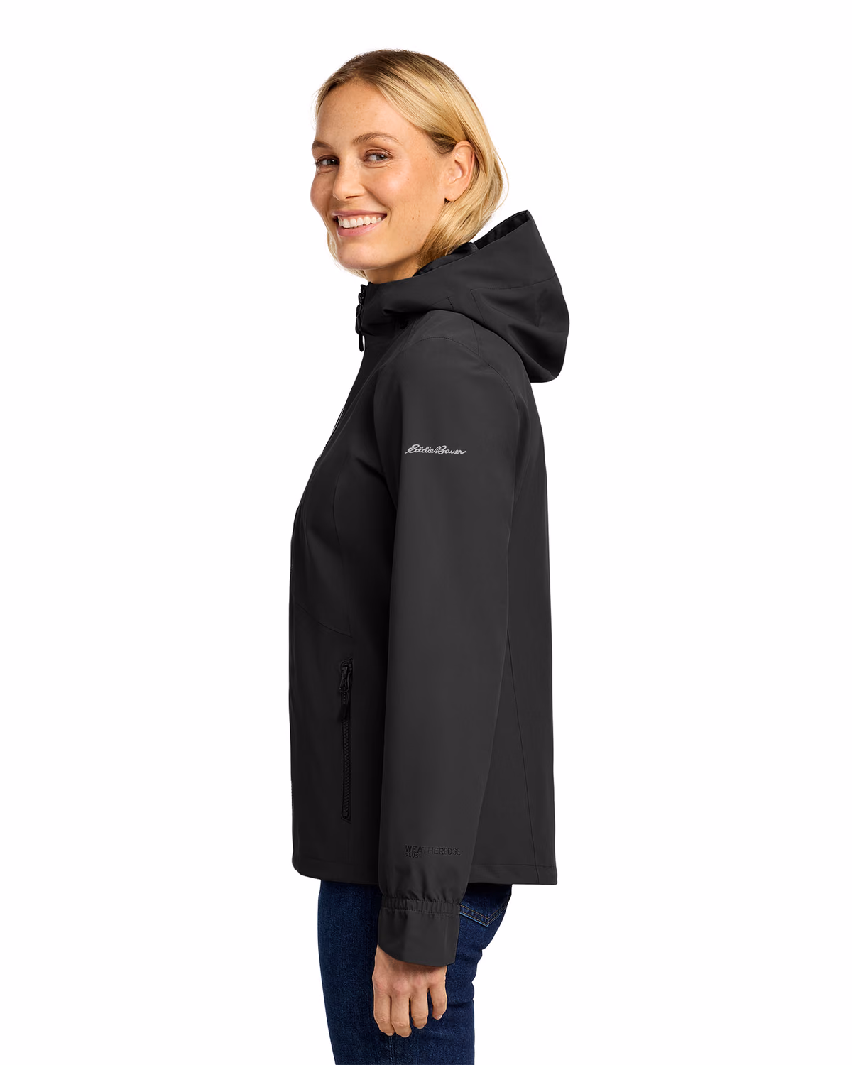 Custom Eddie Bauer Women's WeatherEdge Plus Jacket, Deep Black, side view