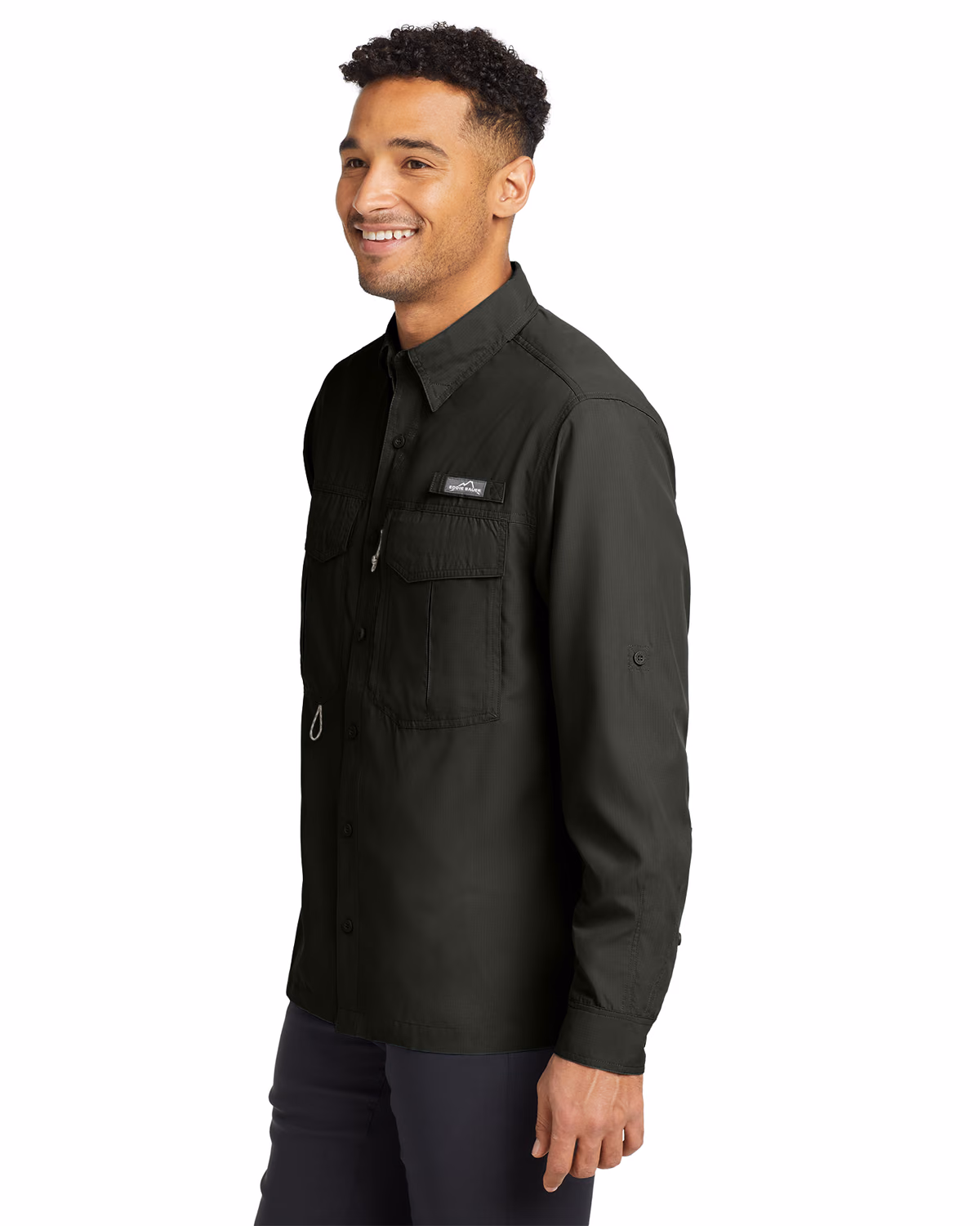 Custom Eddie Bauer Long Sleeve Performance Fishing Shirt, Boulder, side view