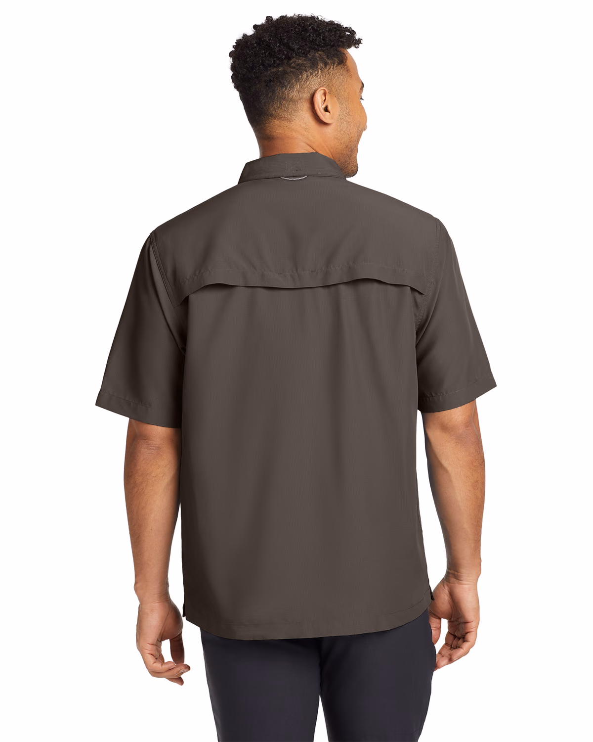 Custom Eddie Bauer Short Sleeve Performance Fishing Shirt, Boulder, back view