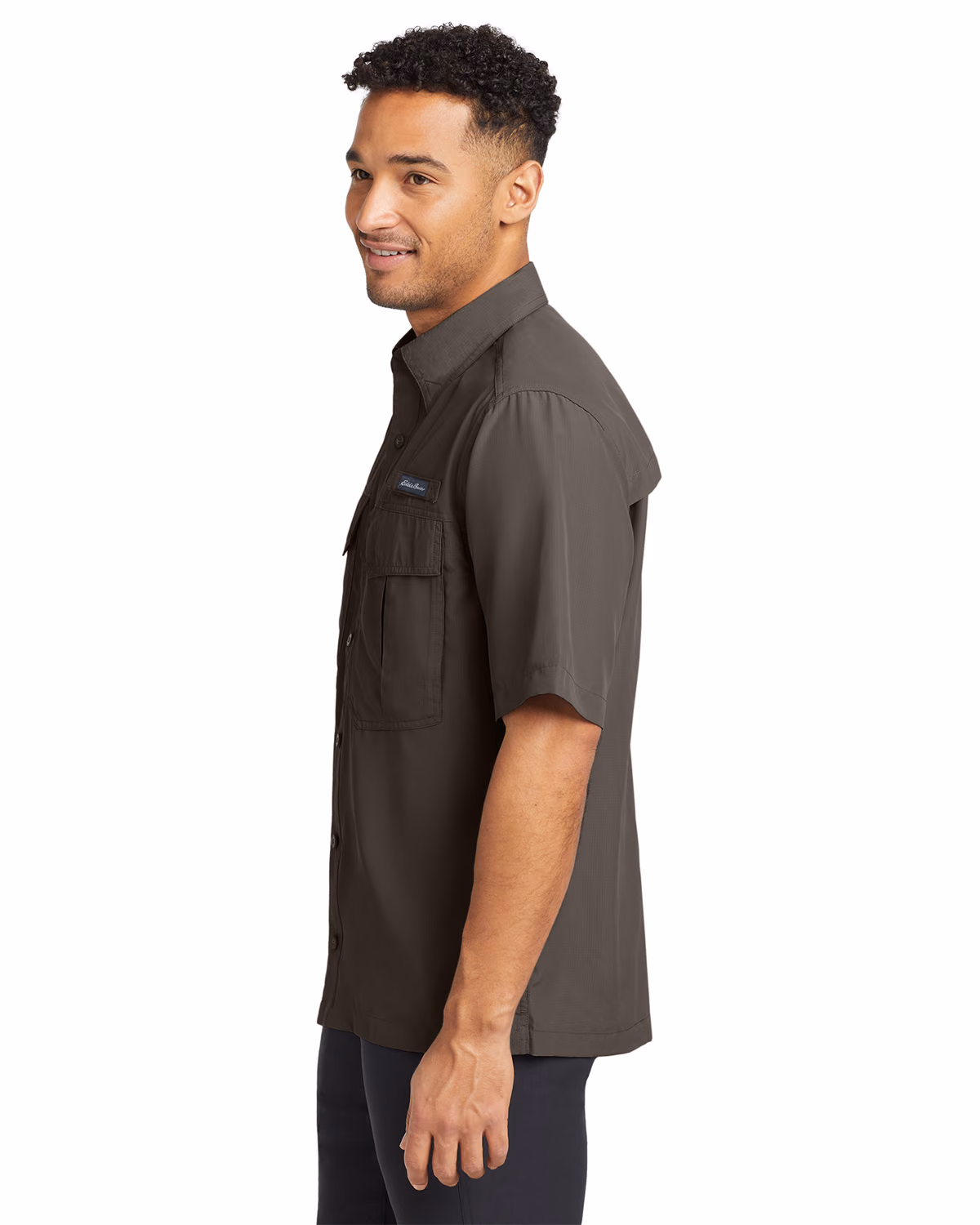 Custom Eddie Bauer Short Sleeve Performance Fishing Shirt, Boulder, side view