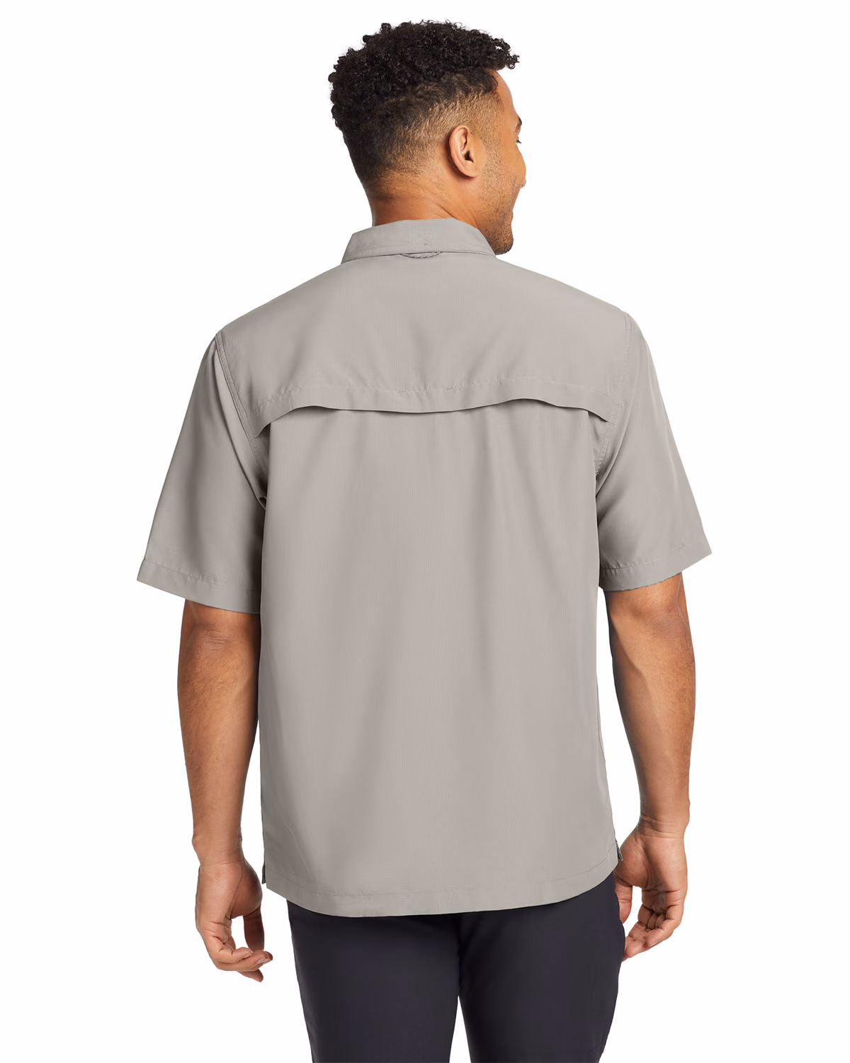 Custom Eddie Bauer Short Sleeve Performance Fishing Shirt, Driftwood, back view