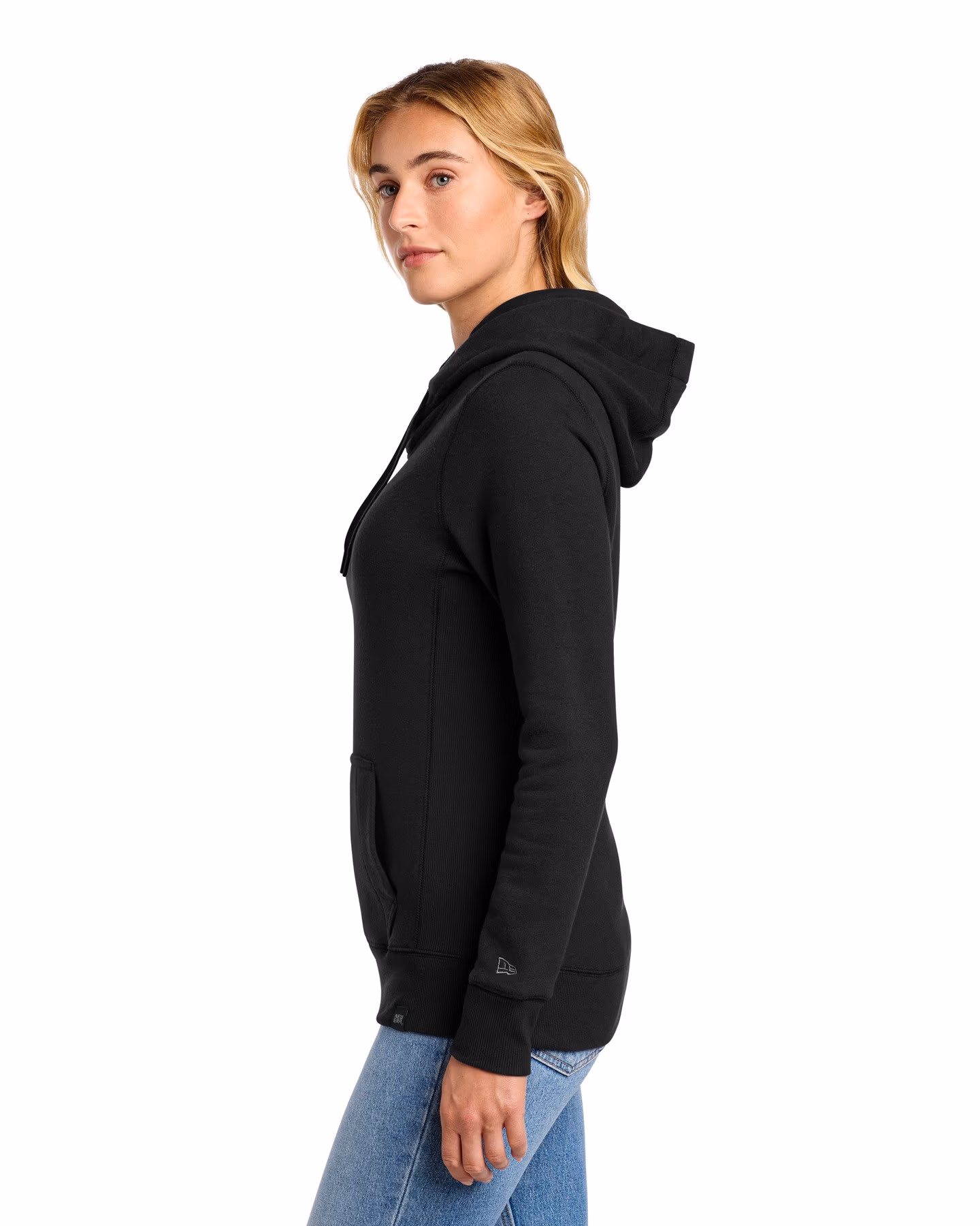 Custom New Era Women's French Terry Pullover Hoodie - Black side