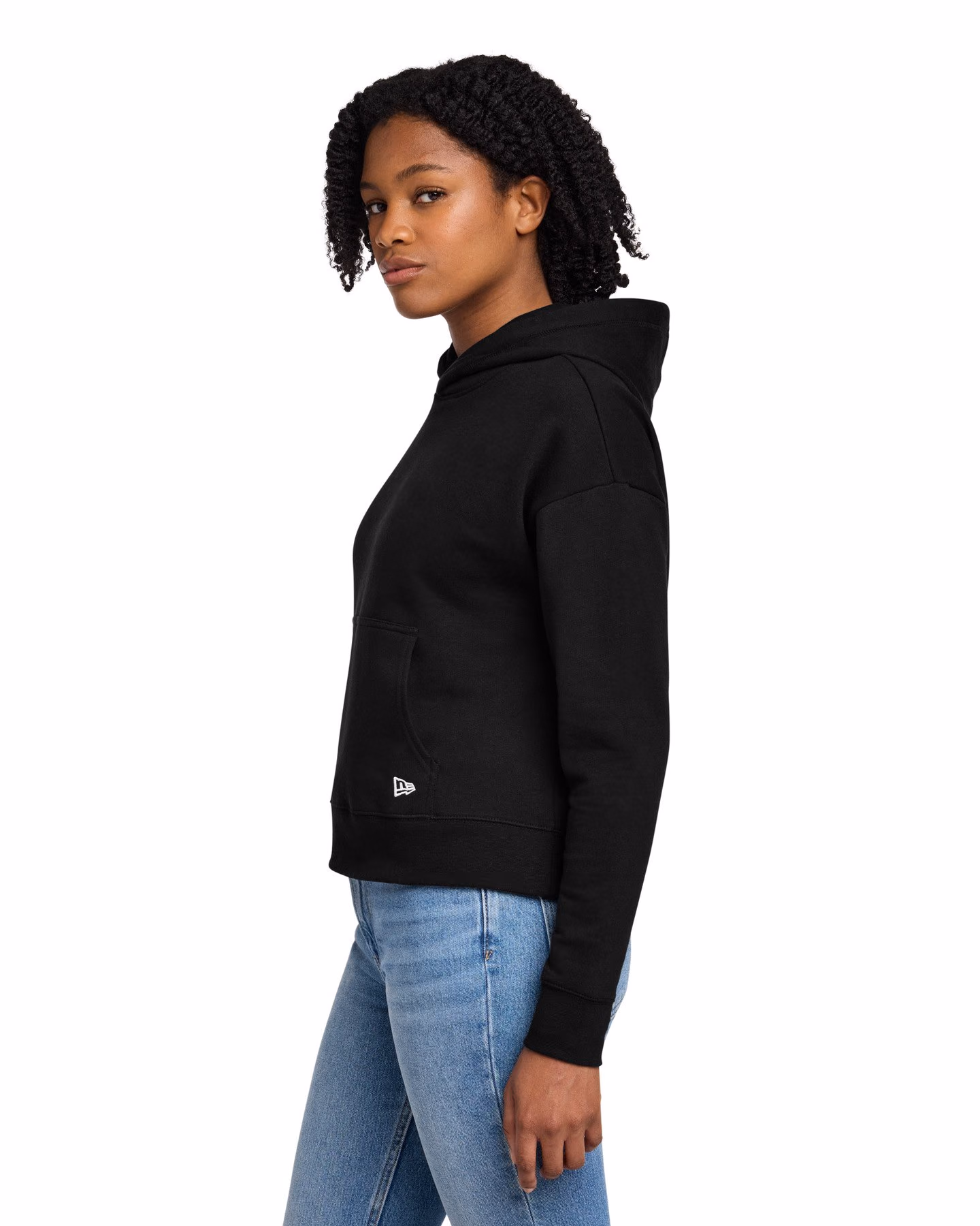 Custom New Era Women's Comeback Fleece Pullover Hoodie - Black side