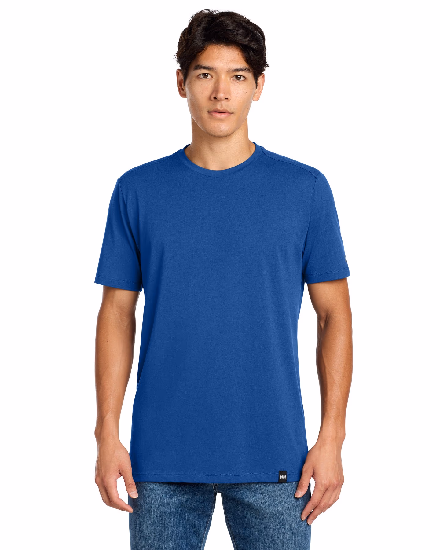Custom New Era Heritage Blend Crew Tee - Royal front