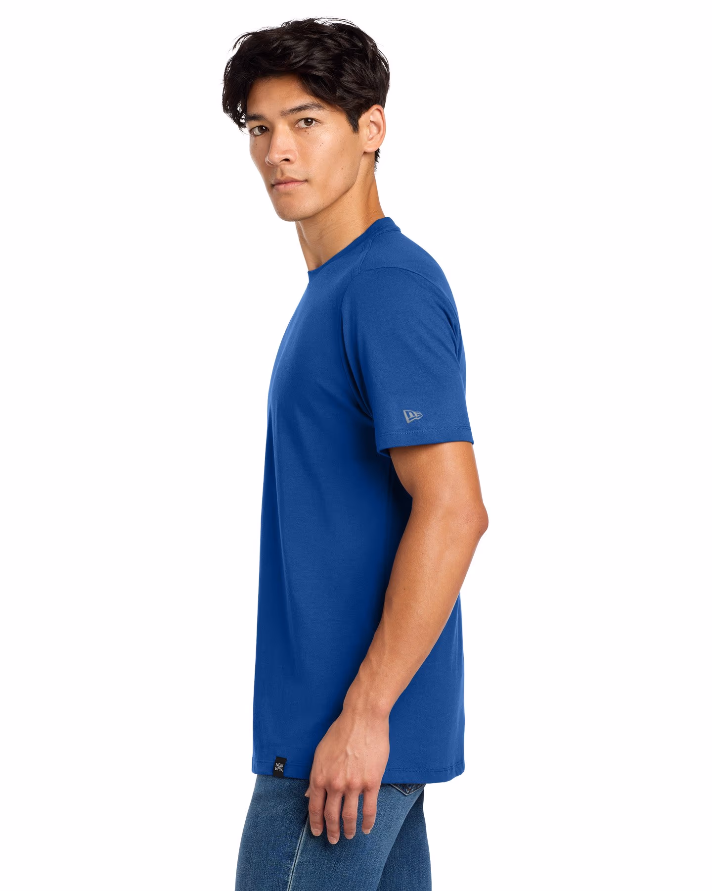 Custom New Era Heritage Blend Crew Tee - Royal side