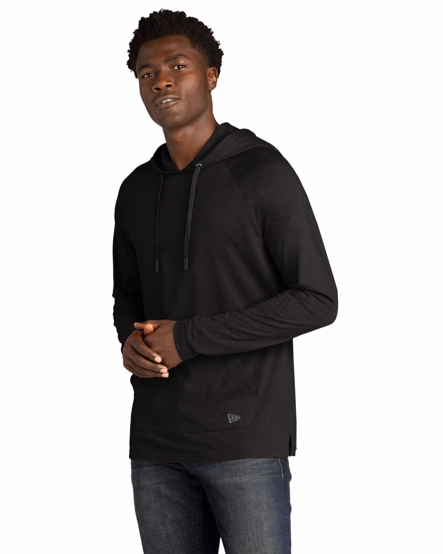 Custom New Era Tri-Blend Hoodie - Black Solid 3q
