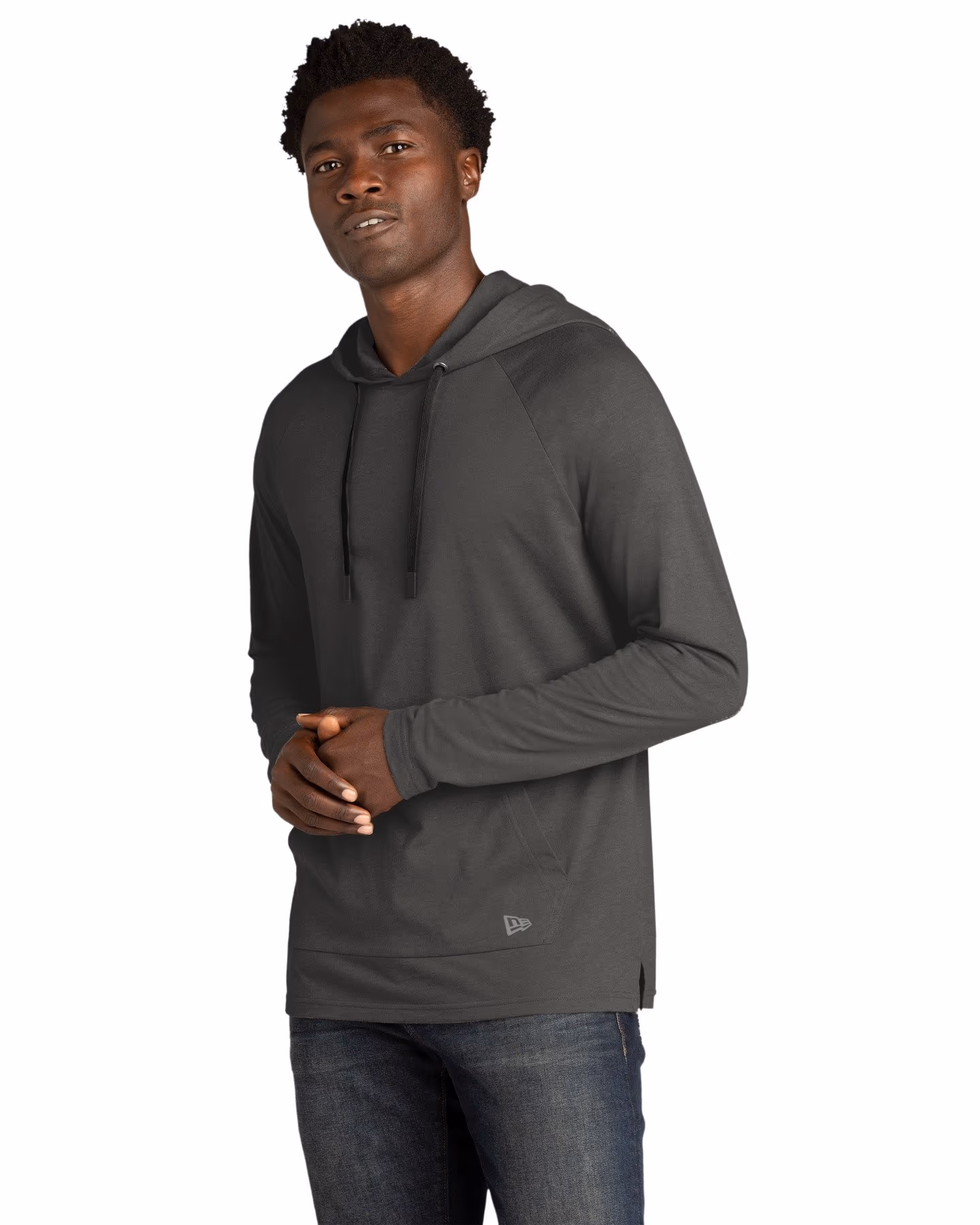 Custom New Era Tri-Blend Hoodie - Graphite 3q