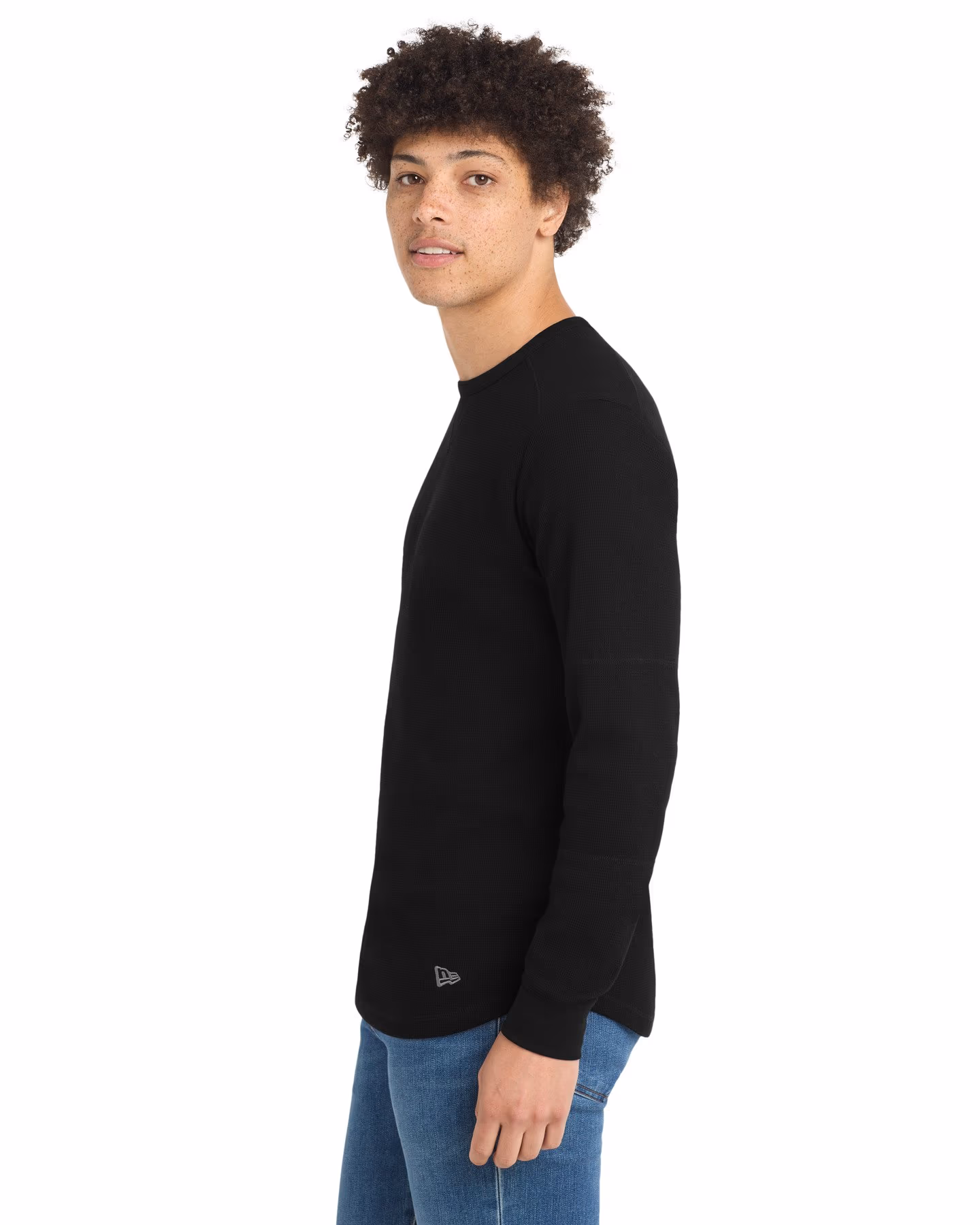Custom New Era Thermal Long Sleeve - Black side