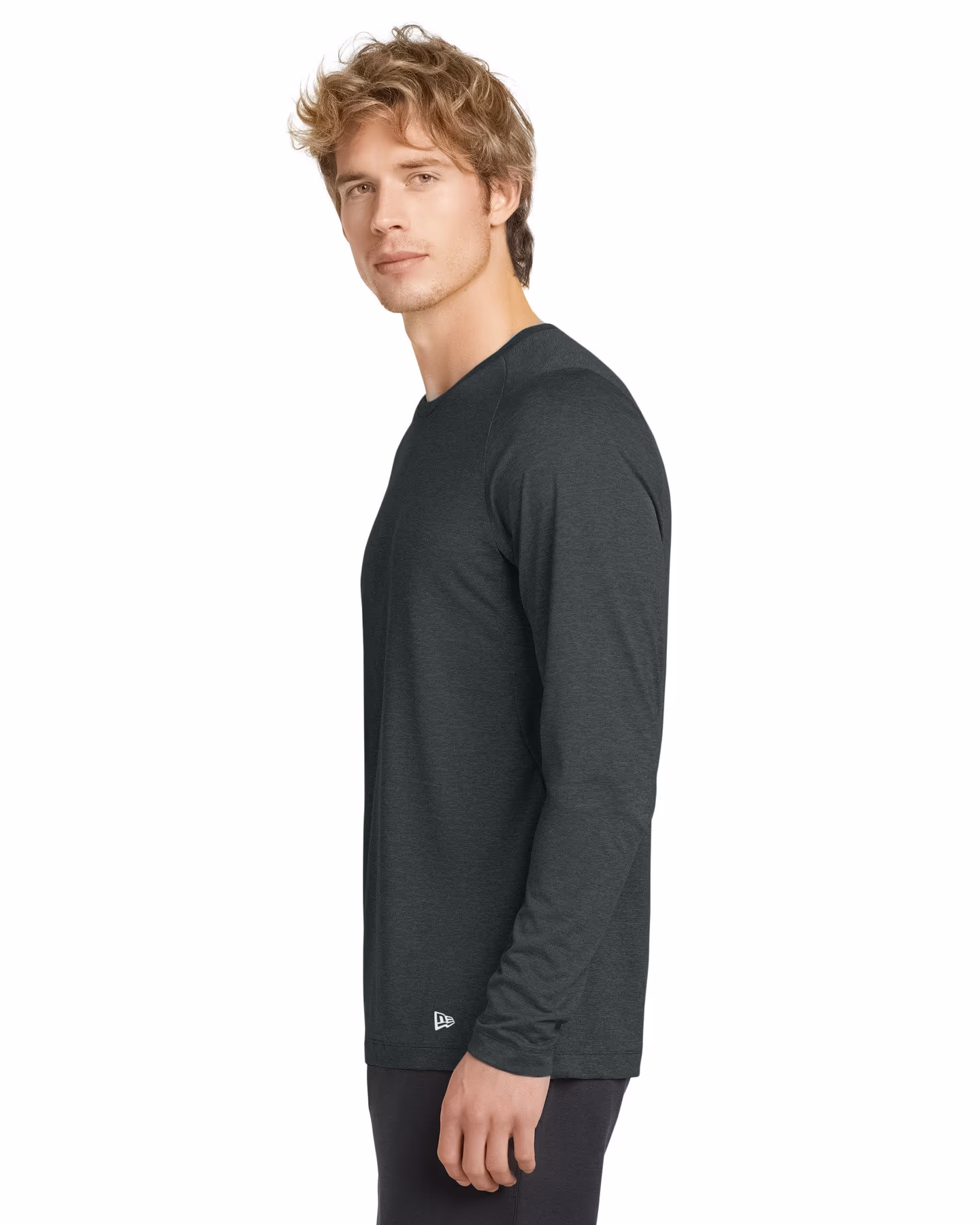 Custom New Era Series Performance Long Sleeve Crew Tee - Graphite side