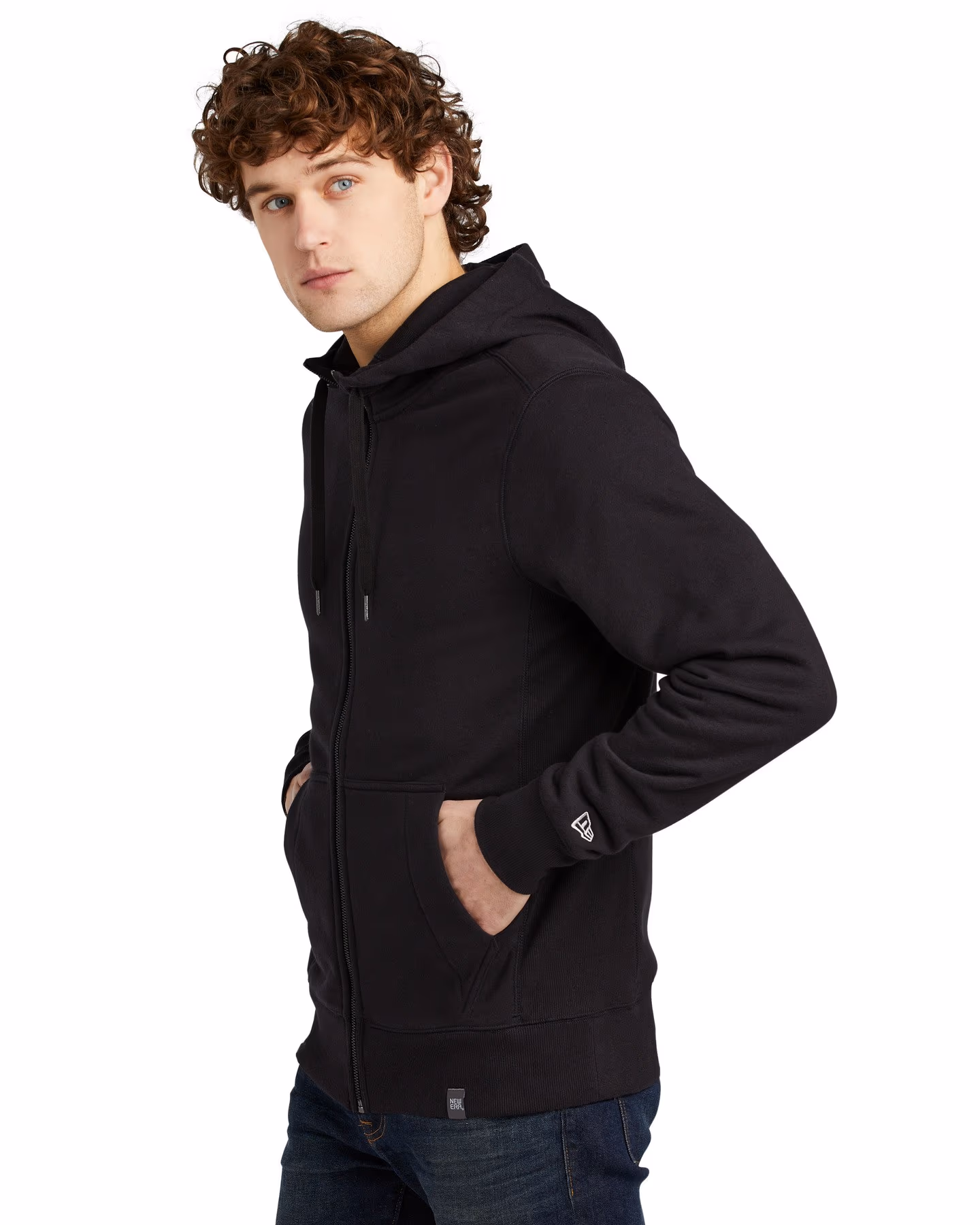 Custom New Era French Terry Full-Zip Hoodie - Black side