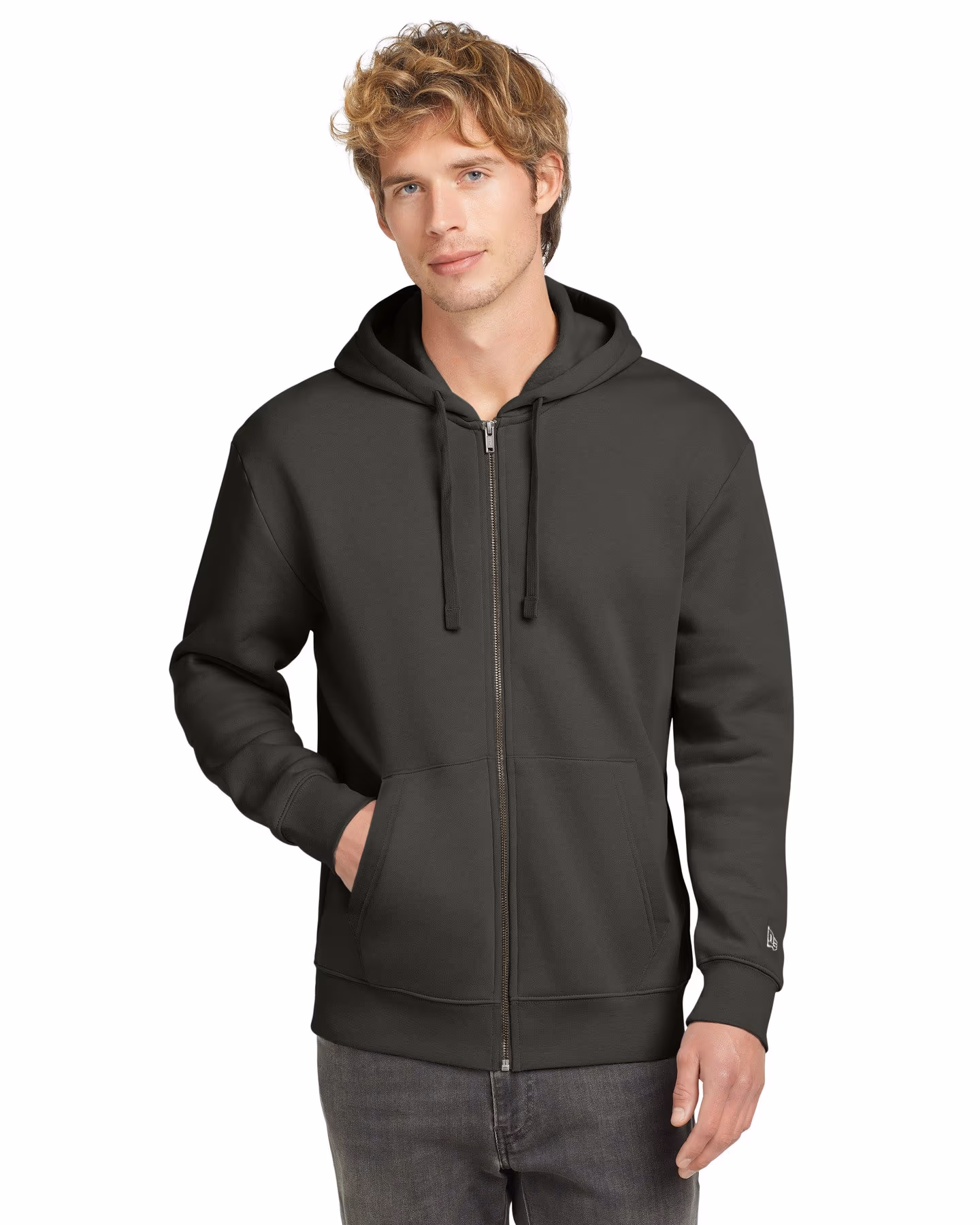 Custom New Era Heritage Fleece Full-Zip Hoodie - Graphite front