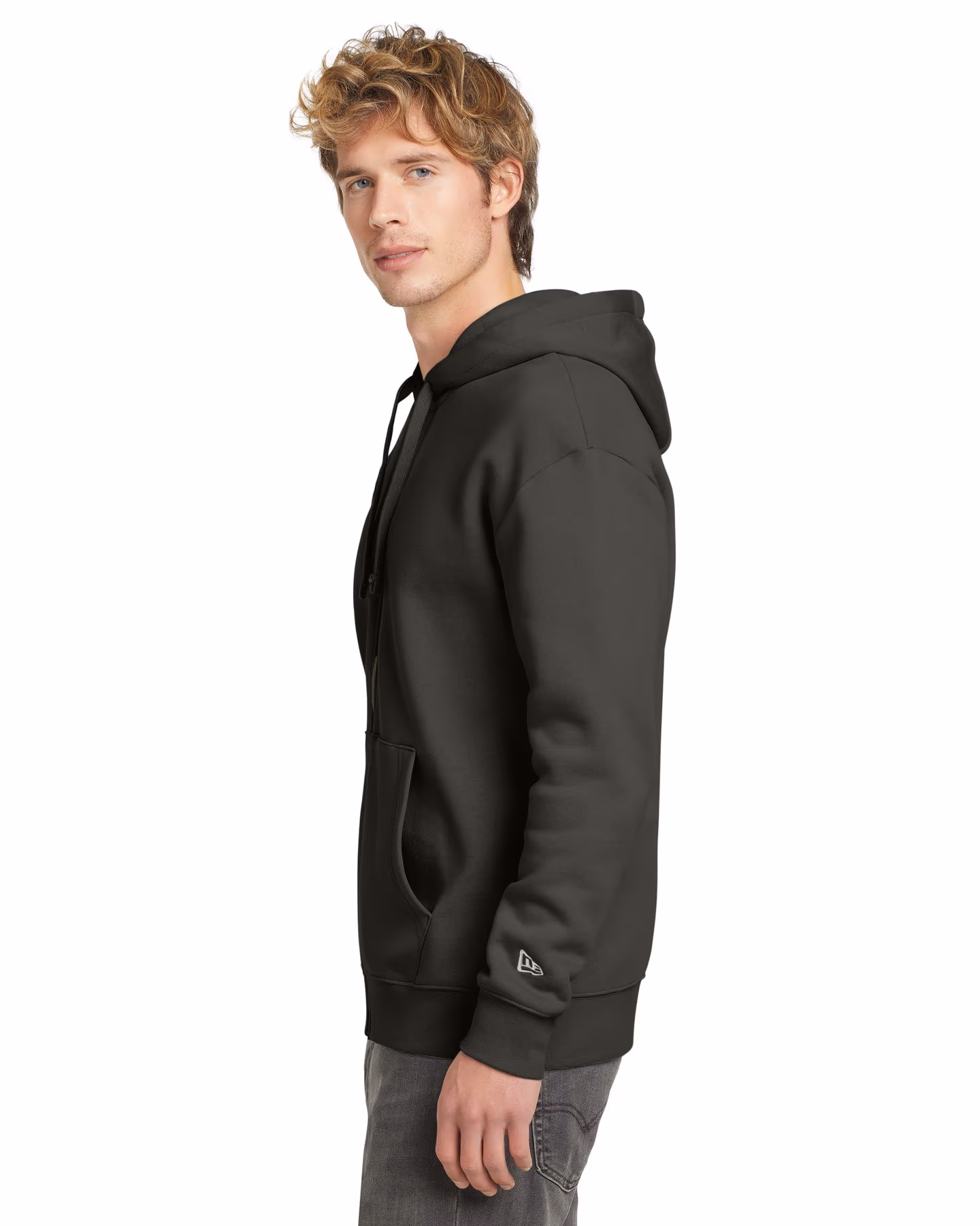 Custom New Era Heritage Fleece Full-Zip Hoodie - Graphite side