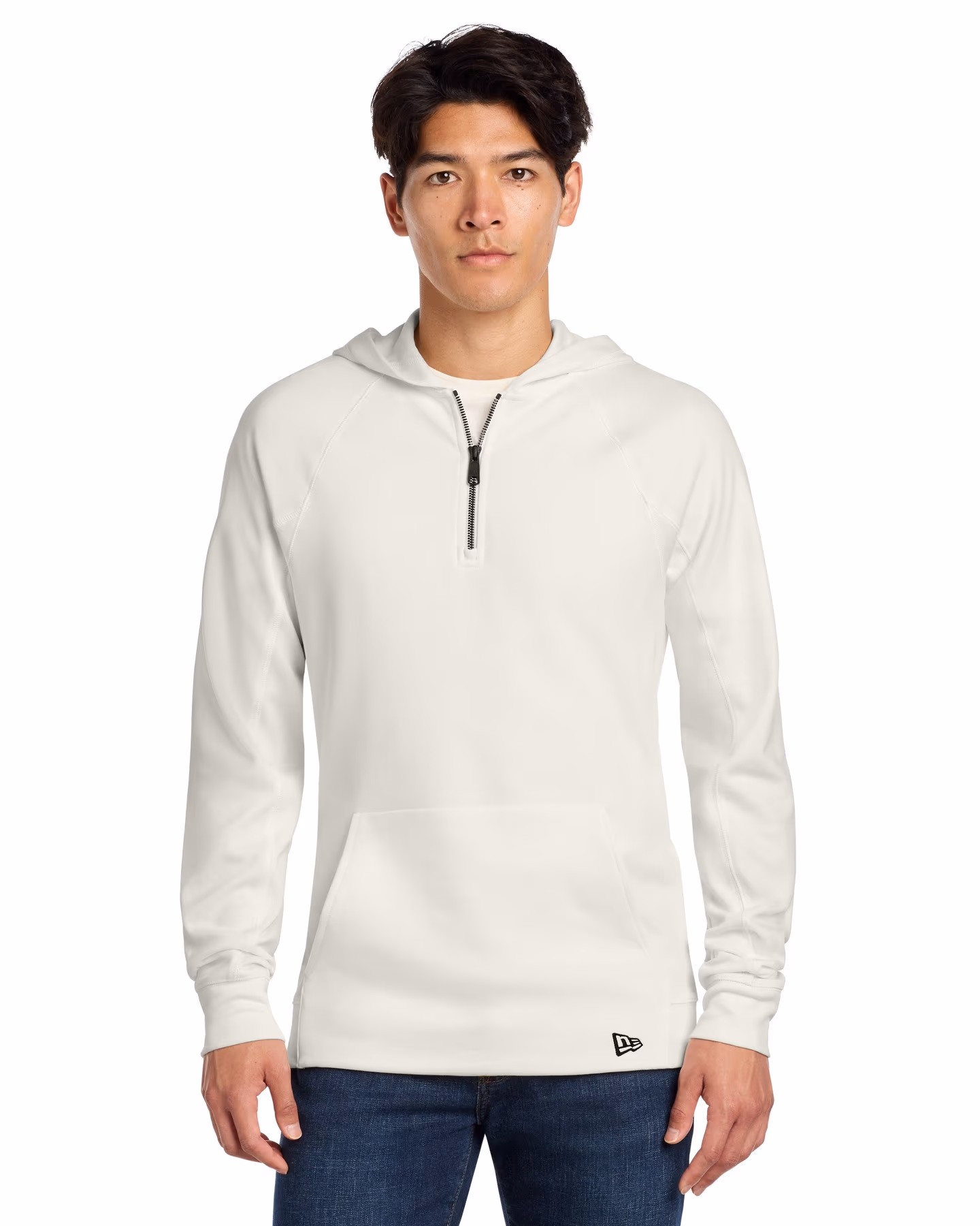 Custom New Era STS 1/4-Zip Hoodie - Fan White front