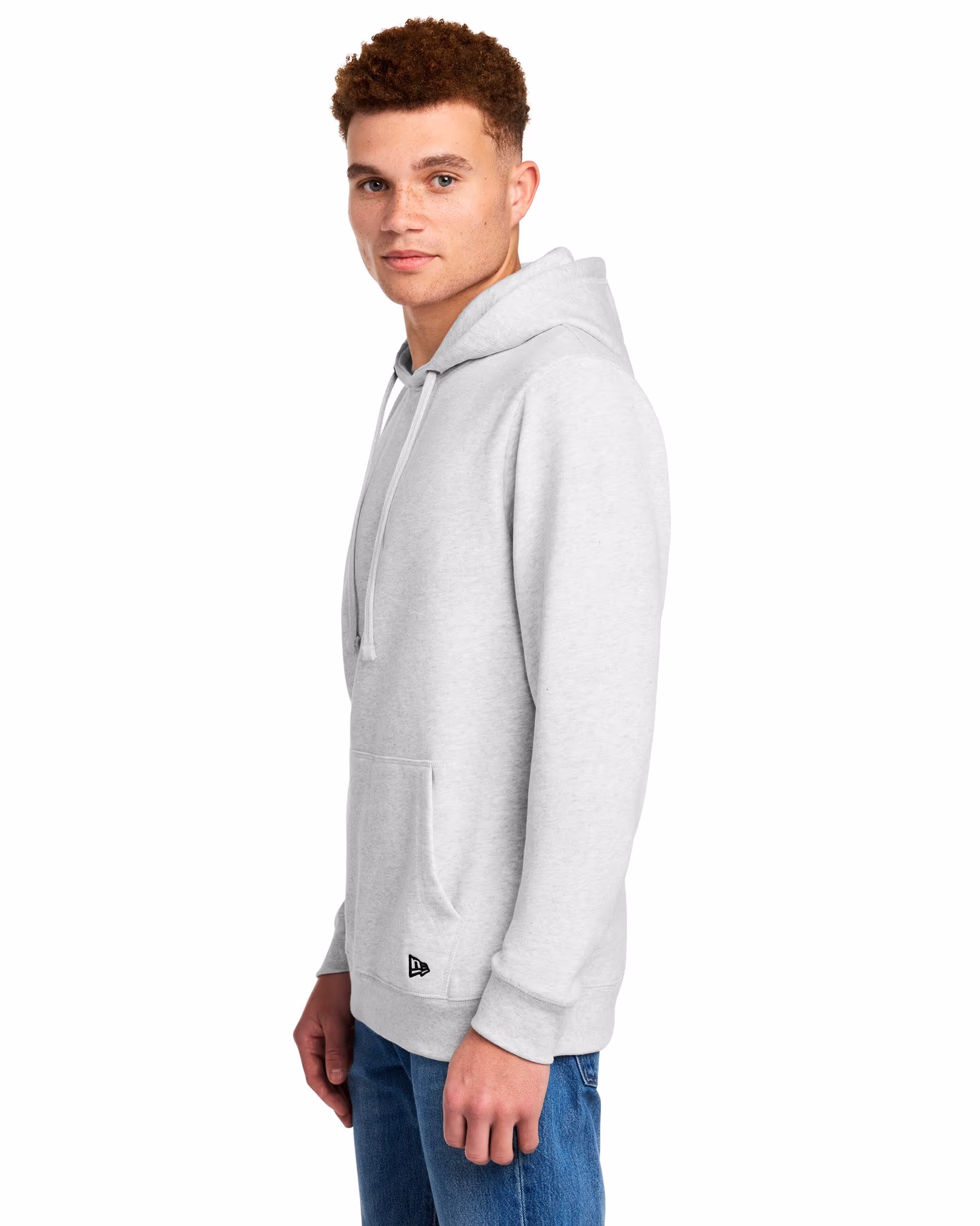 Custom New Era Comeback Fleece Pullover Hoodie - Ash side