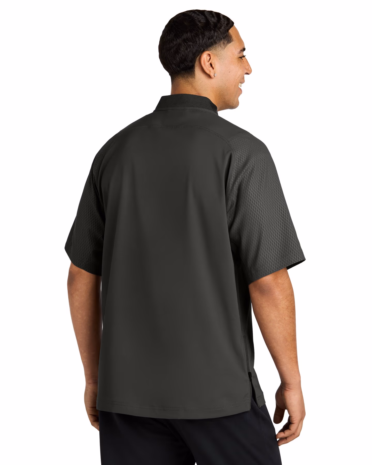 Custom New Era Cage Short Sleeve 1/4-Zip Jacket - Black back