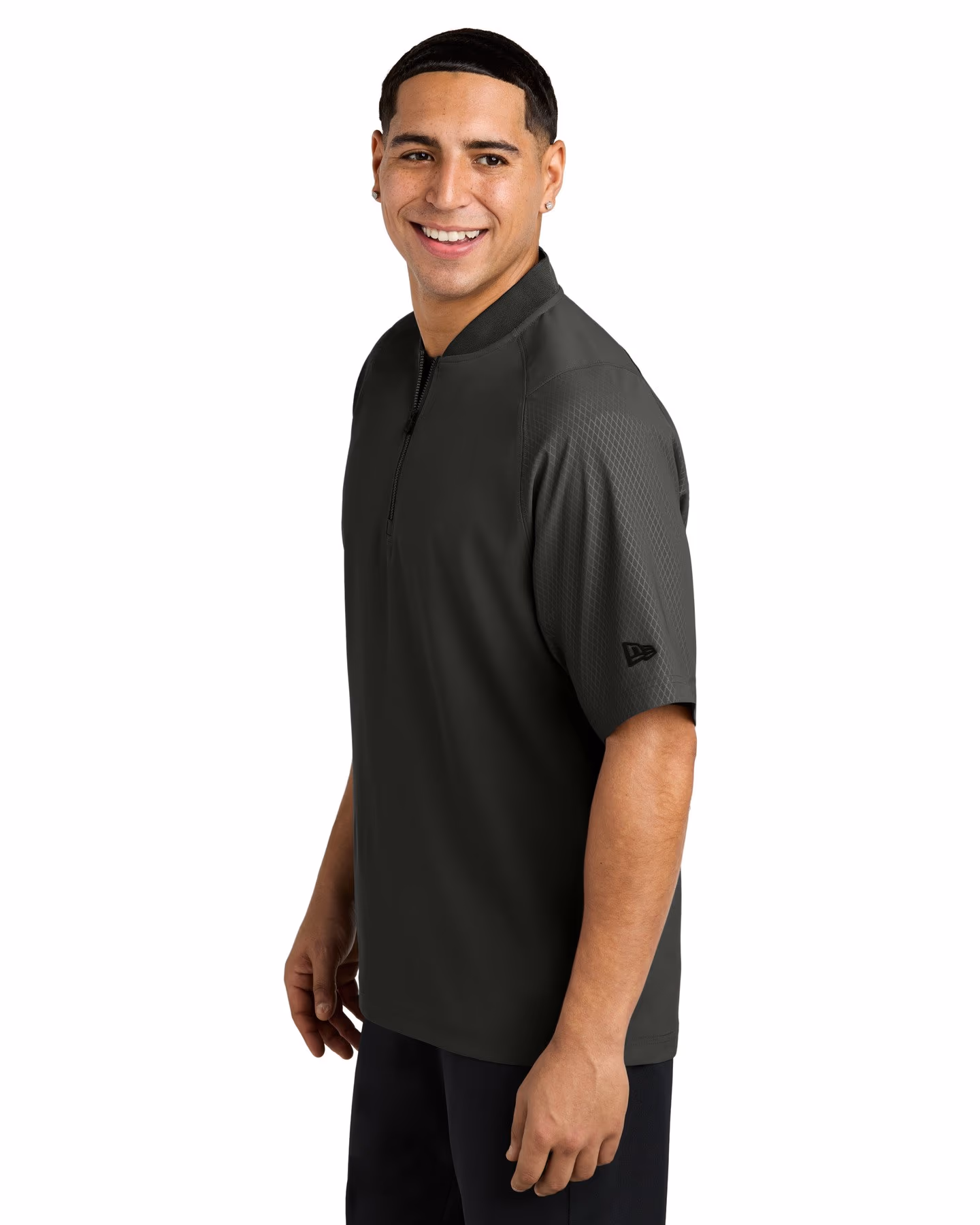 Custom New Era Cage Short Sleeve 1/4-Zip Jacket - Black side