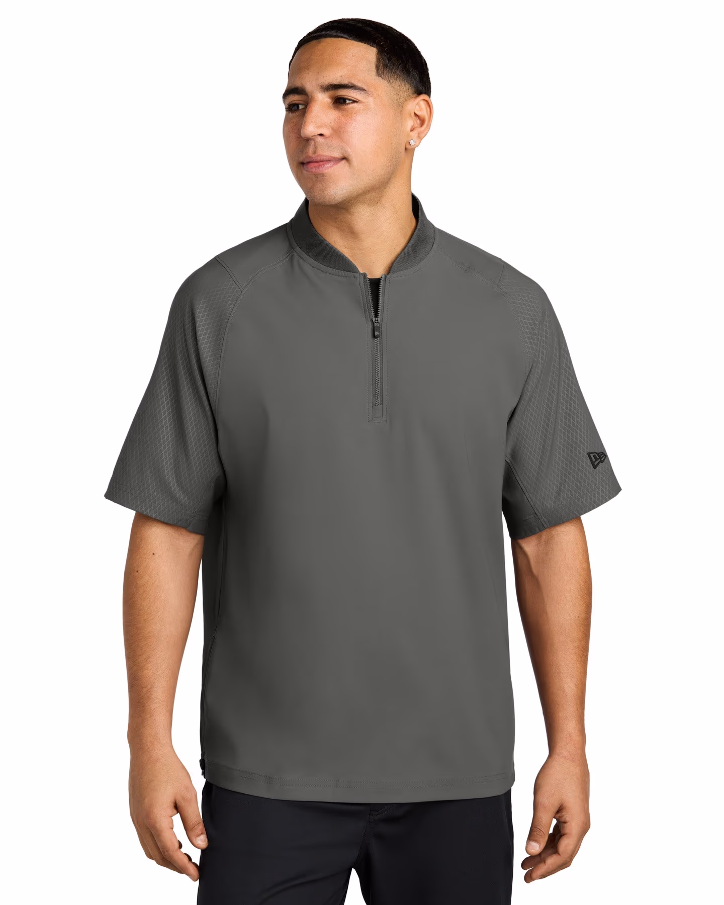Custom New Era Cage Short Sleeve 1/4-Zip Jacket - Graphite front