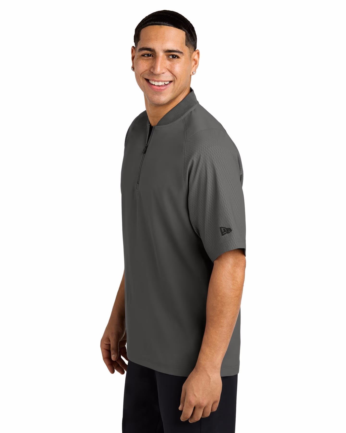 Custom New Era Cage Short Sleeve 1/4-Zip Jacket - Graphite side