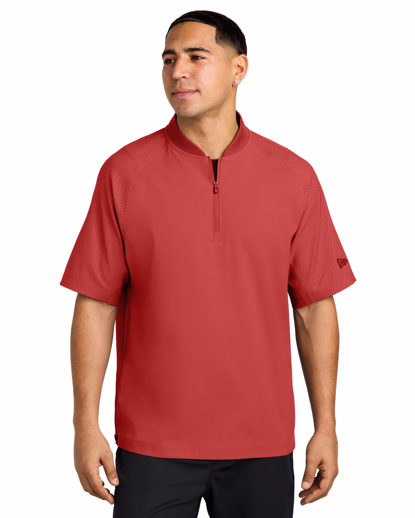New Era Cage Short Sleeve 1/4-Zip Jacket - Scarlet front