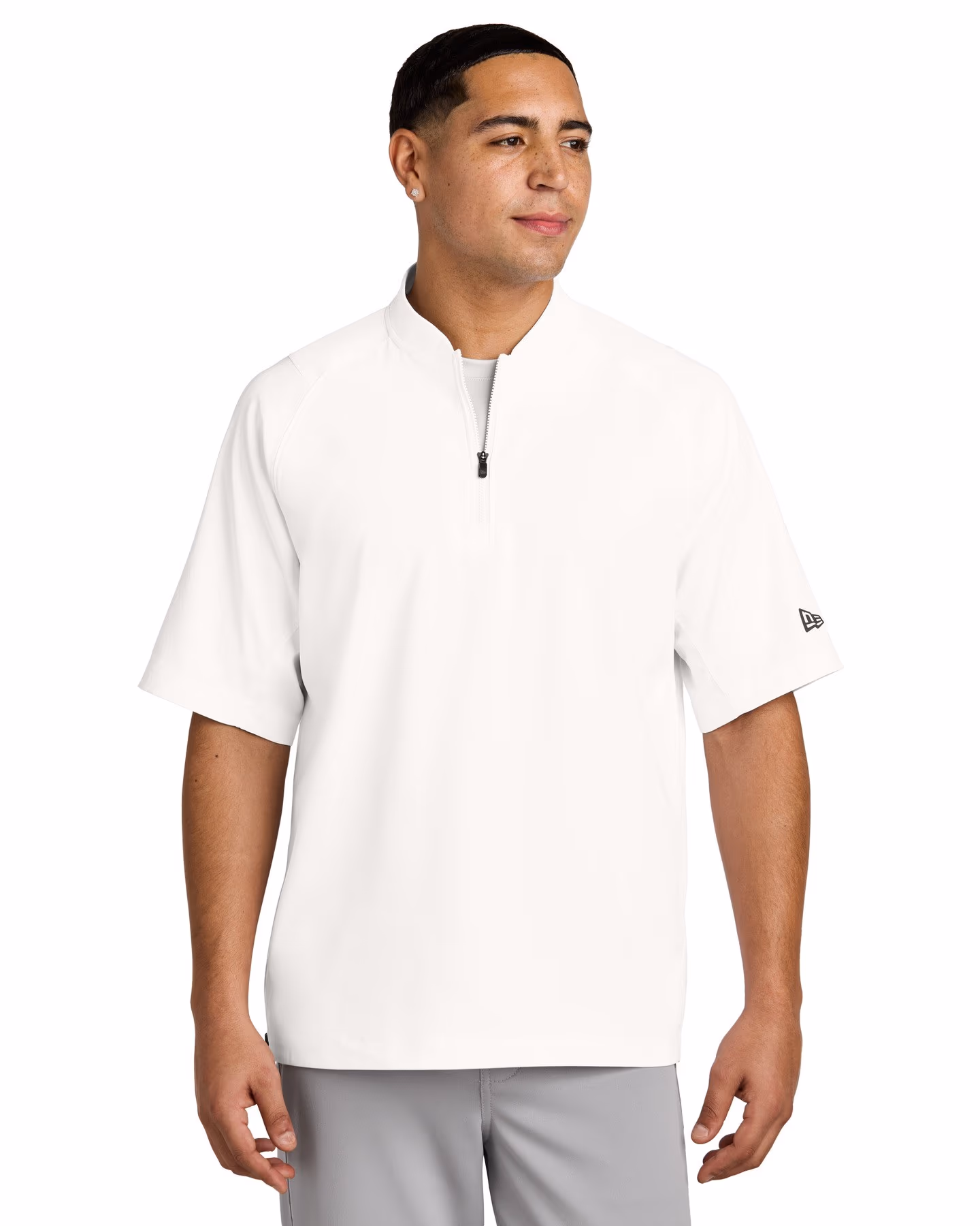 New Era Cage Short Sleeve 1/4-Zip Jacket - White front