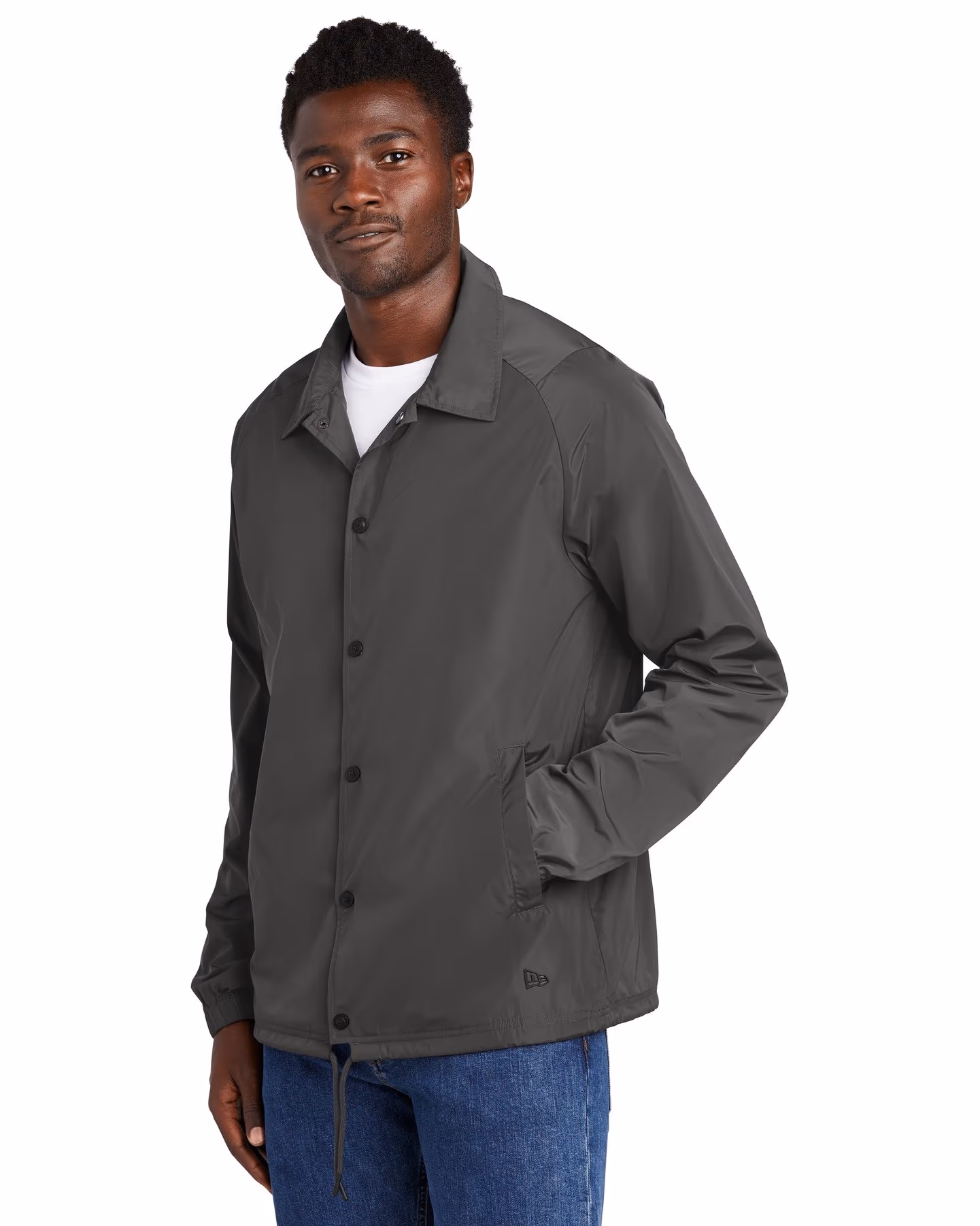 Custom New Era Coaches Jacket - Graphite 3q