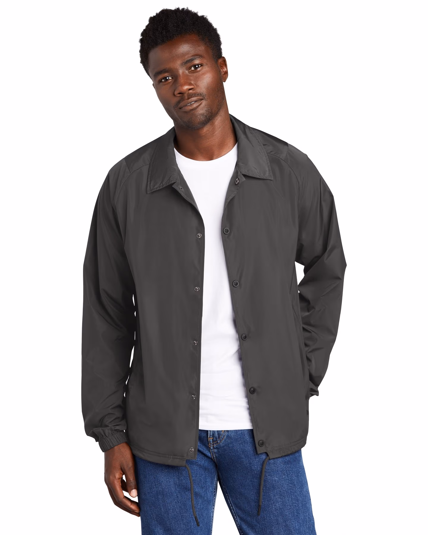 Custom New Era Coaches Jacket - Graphite front