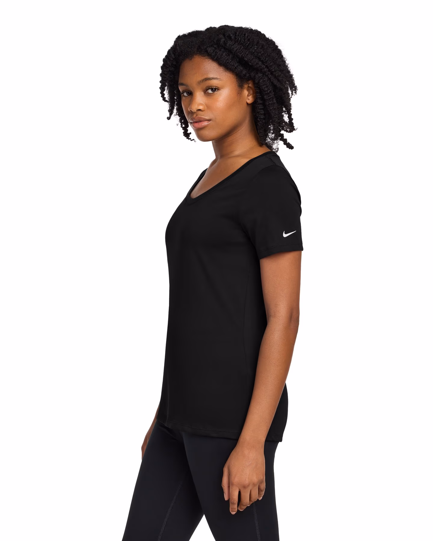 Custom Nike Women's Dri-FIT Cotton/Poly Scoop Neck Tee - Black side