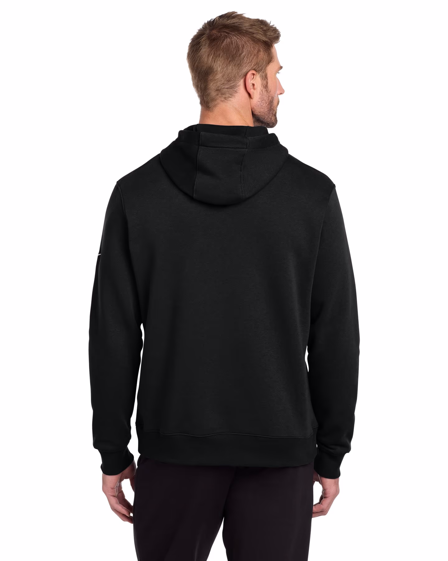 Custom Nike Club Fleece Sleeve Swoosh Pullover Hoodie - Black back