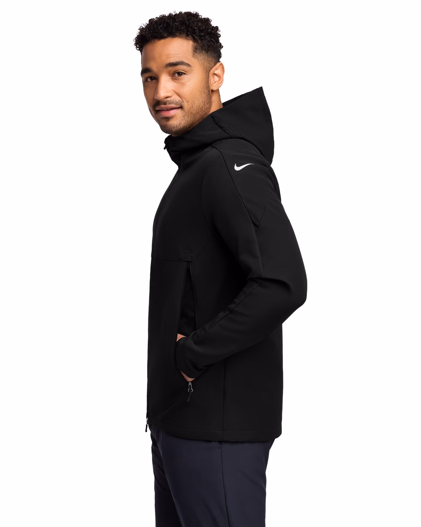 Custom Nike Hooded Soft Shell Jacket - Black side