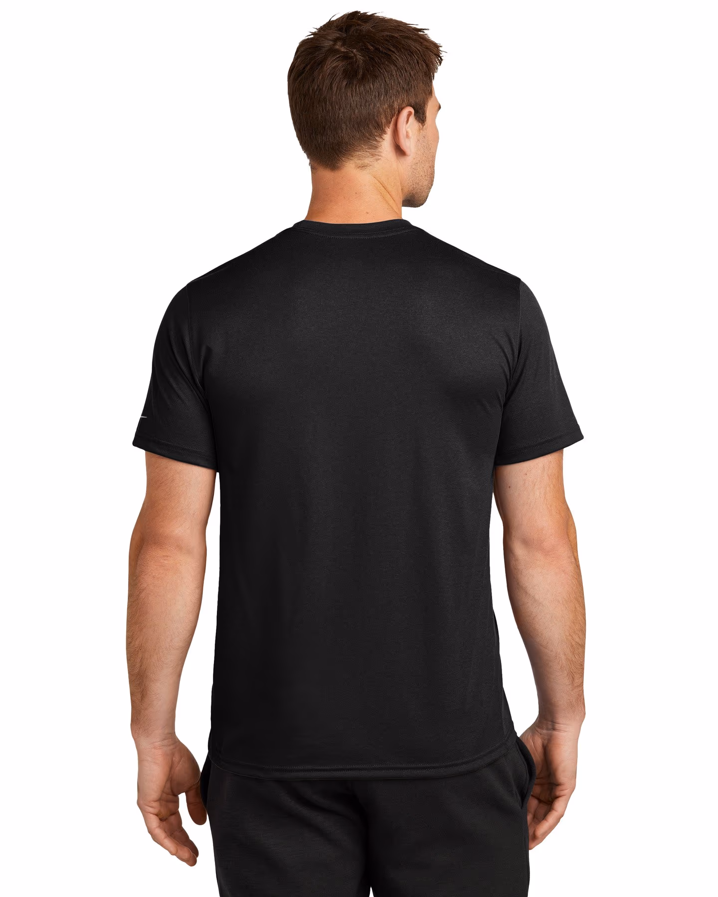 Custom Nike Swoosh Sleeve rLegend Tee - Black back