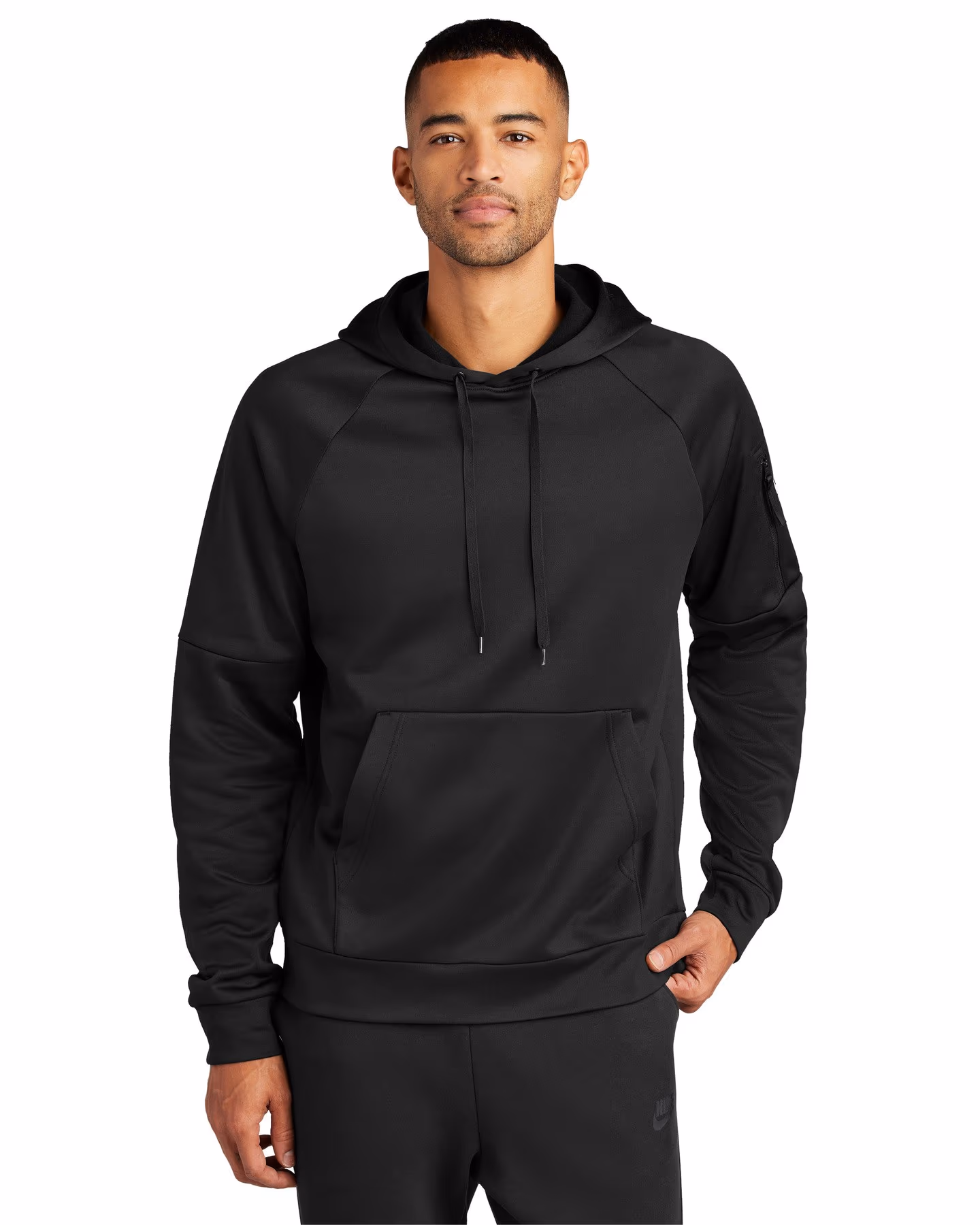 Custom Nike Therma-FIT Pocket Pullover Fleece Hoodie - Black front