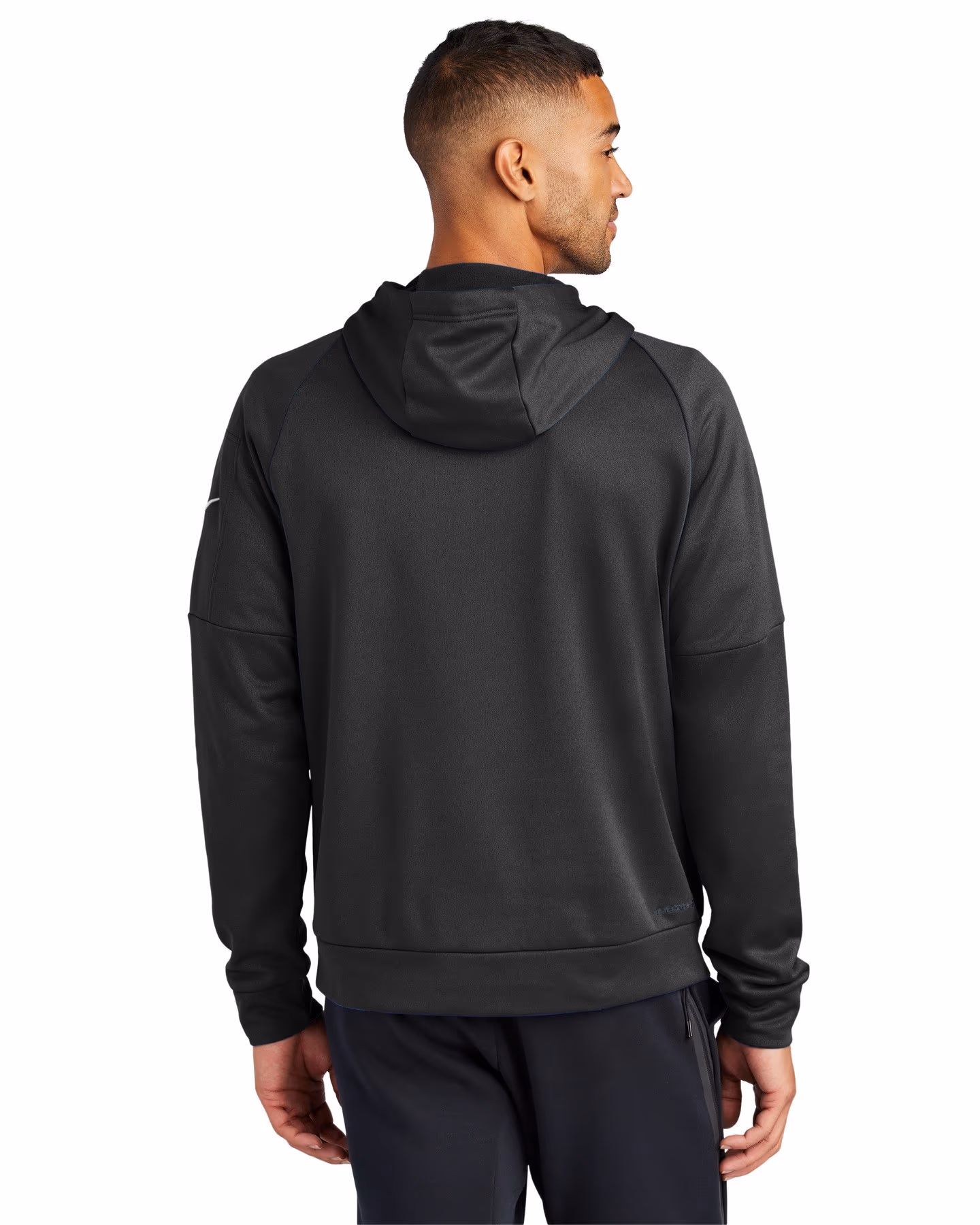 Custom Nike Therma-FIT Pocket 1/4-Zip Fleece Hoodie - Black back