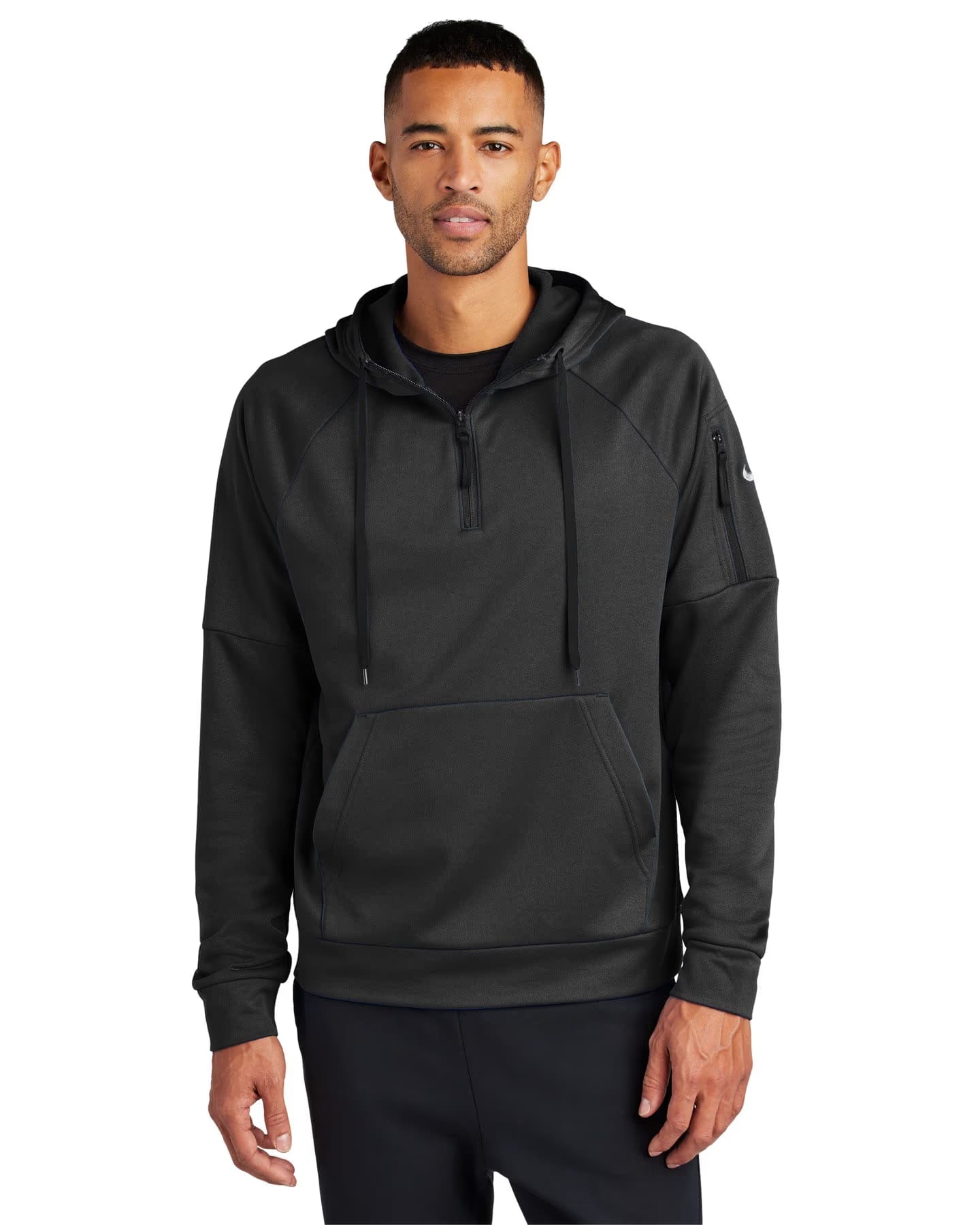 Nike Therma-FIT Pocket 1/4-Zip Fleece Hoodie - Black front