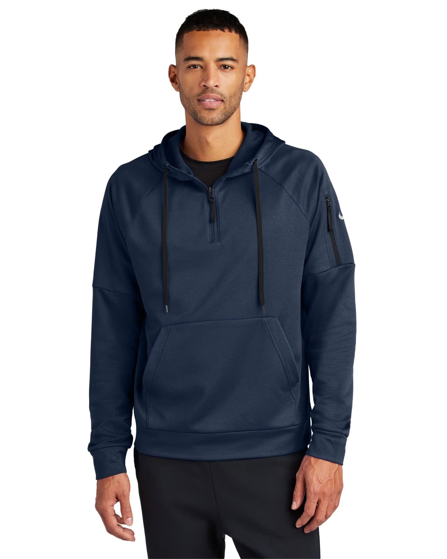 Nike Therma-FIT Pocket 1/4-Zip Fleece Hoodie - Navy front