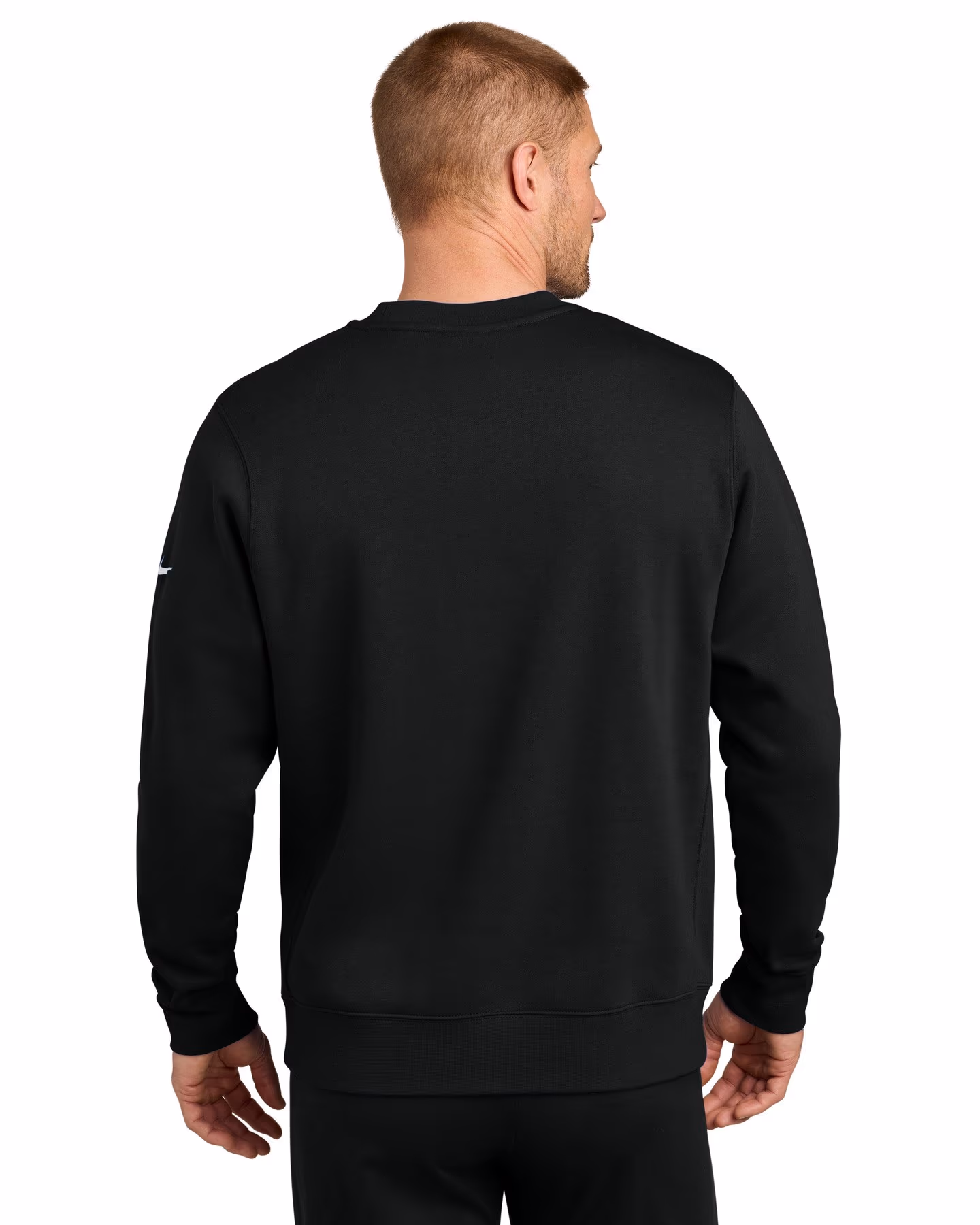 Custom Nike Club Fleece Sleeve Swoosh Crew - Black back