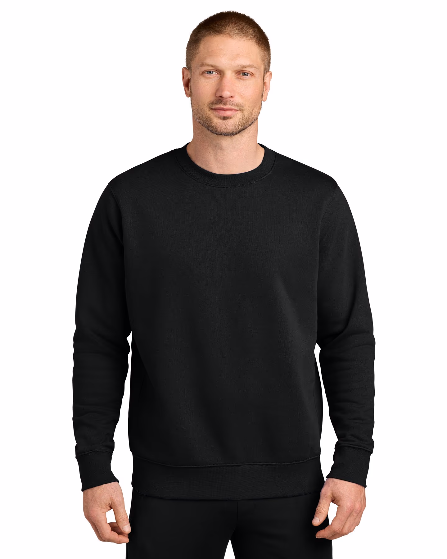 Custom Nike Club Fleece Sleeve Swoosh Crew - Black front
