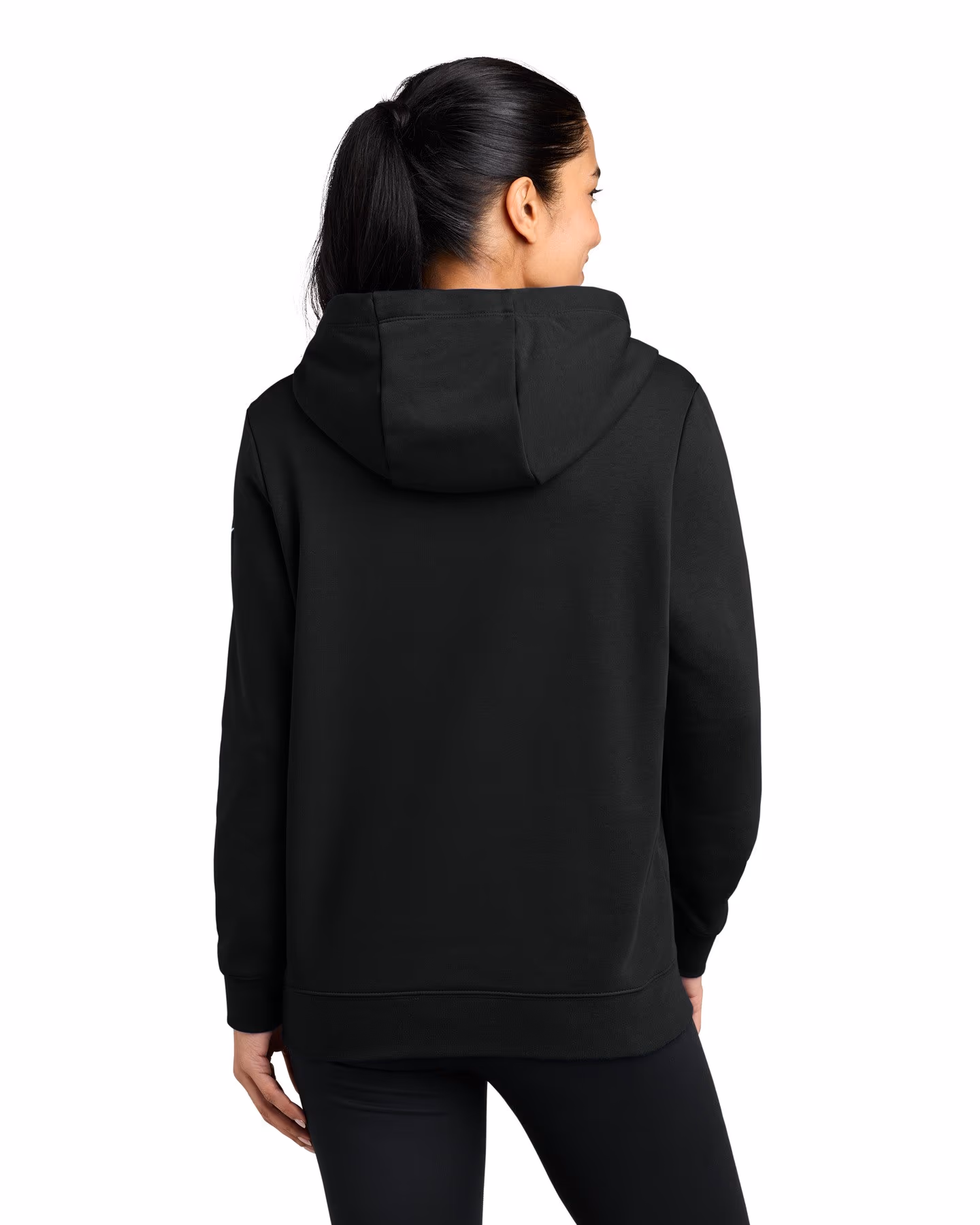 Custom Nike Women's Club Fleece Sleeve Swoosh Pullover Hoodie - Black back