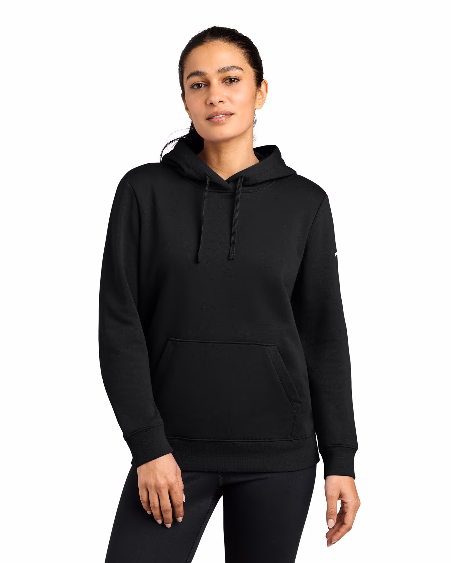 Custom Nike Women's Club Fleece Sleeve Swoosh Pullover Hoodie - Black front