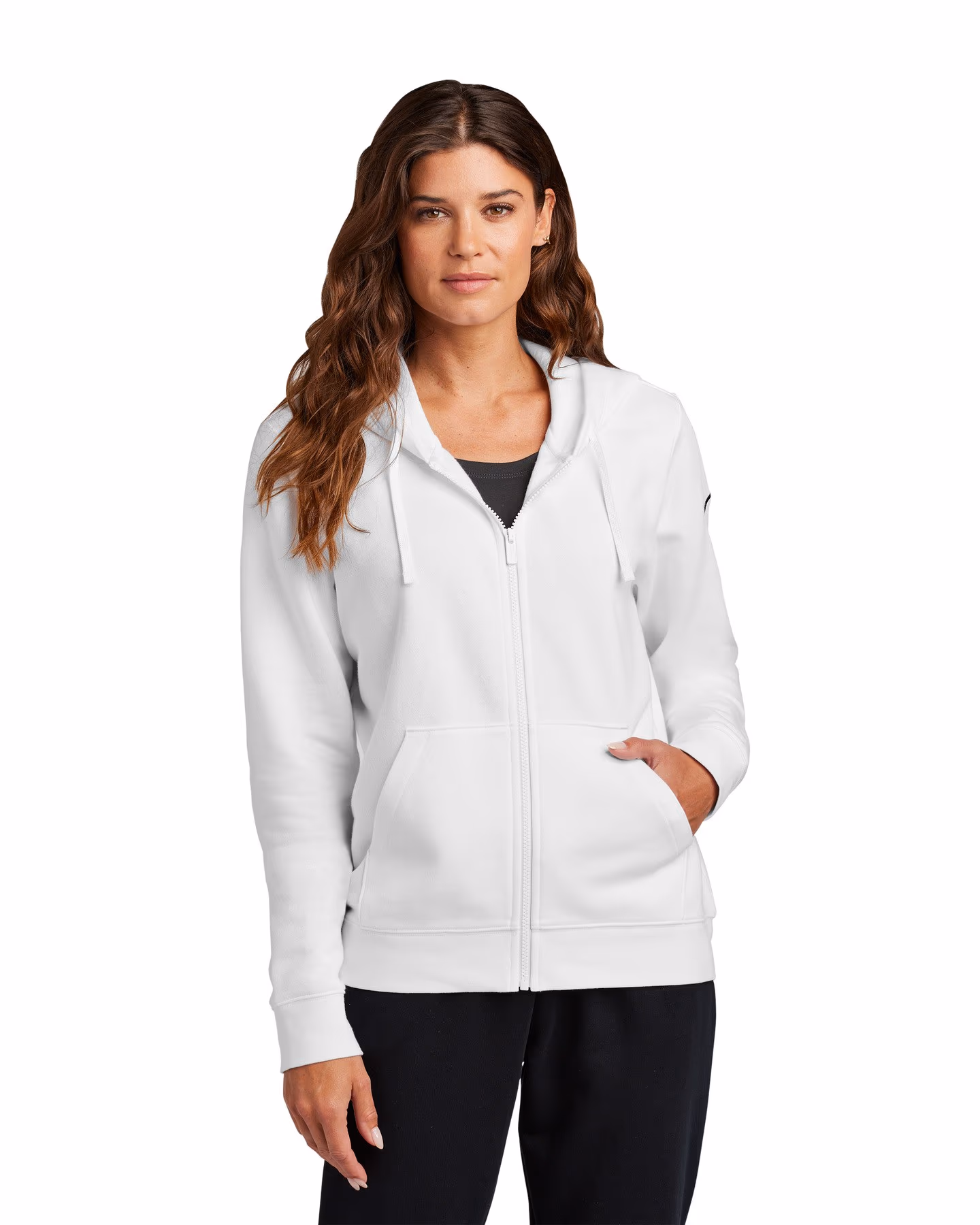 Nike Women's Club Fleece Sleeve Swoosh Full-Zip Hoodie - White front