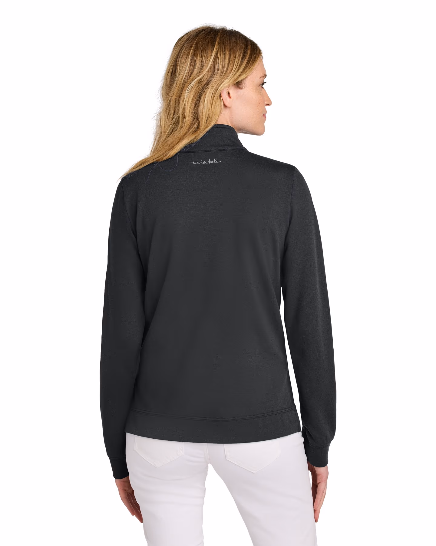 Custom TravisMathew Women’s Coveside 1/2-Zip - Black back