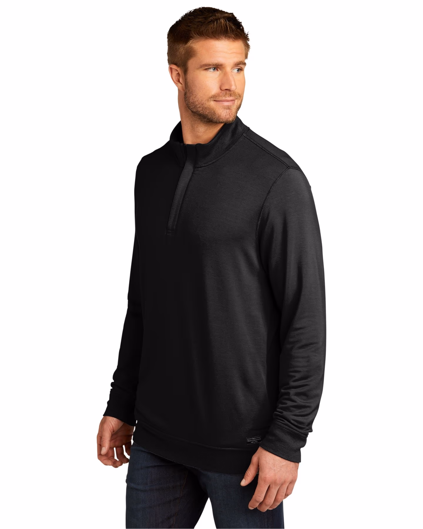 Custom TravisMathew Newport 1/4-Zip Fleece - Black 3q