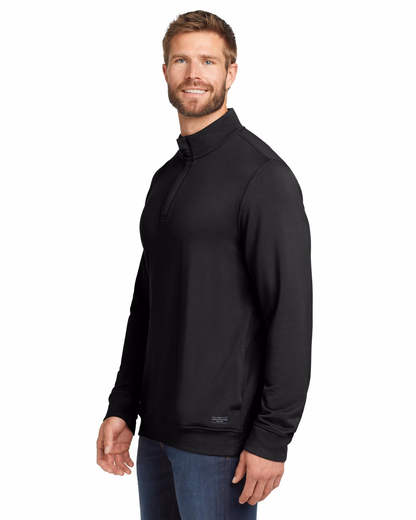 Custom TravisMathew Newport 1/4-Zip Fleece - Black side